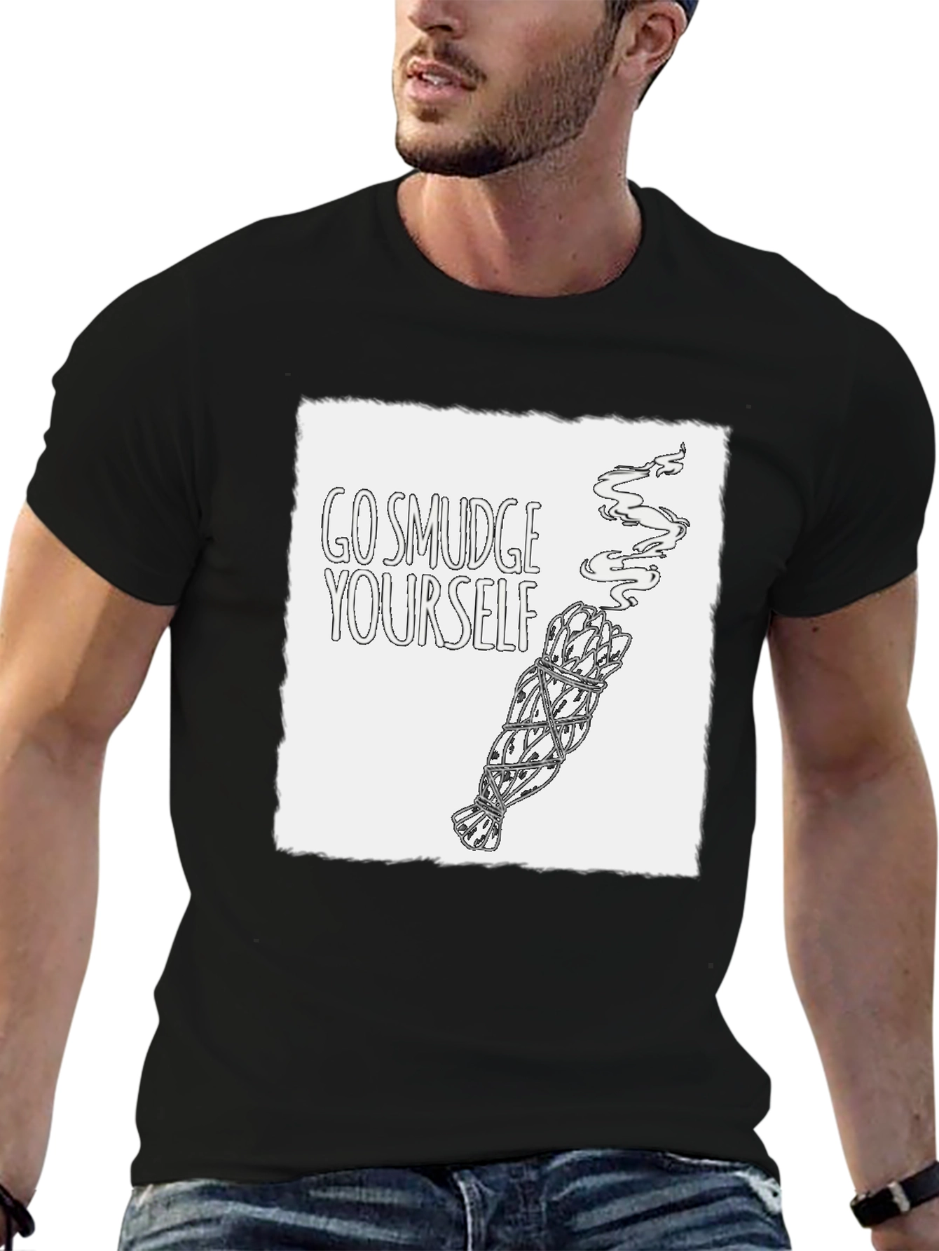 Black Go Smudge Yourself T-Shirt - Unisex Cotton Tee view 6