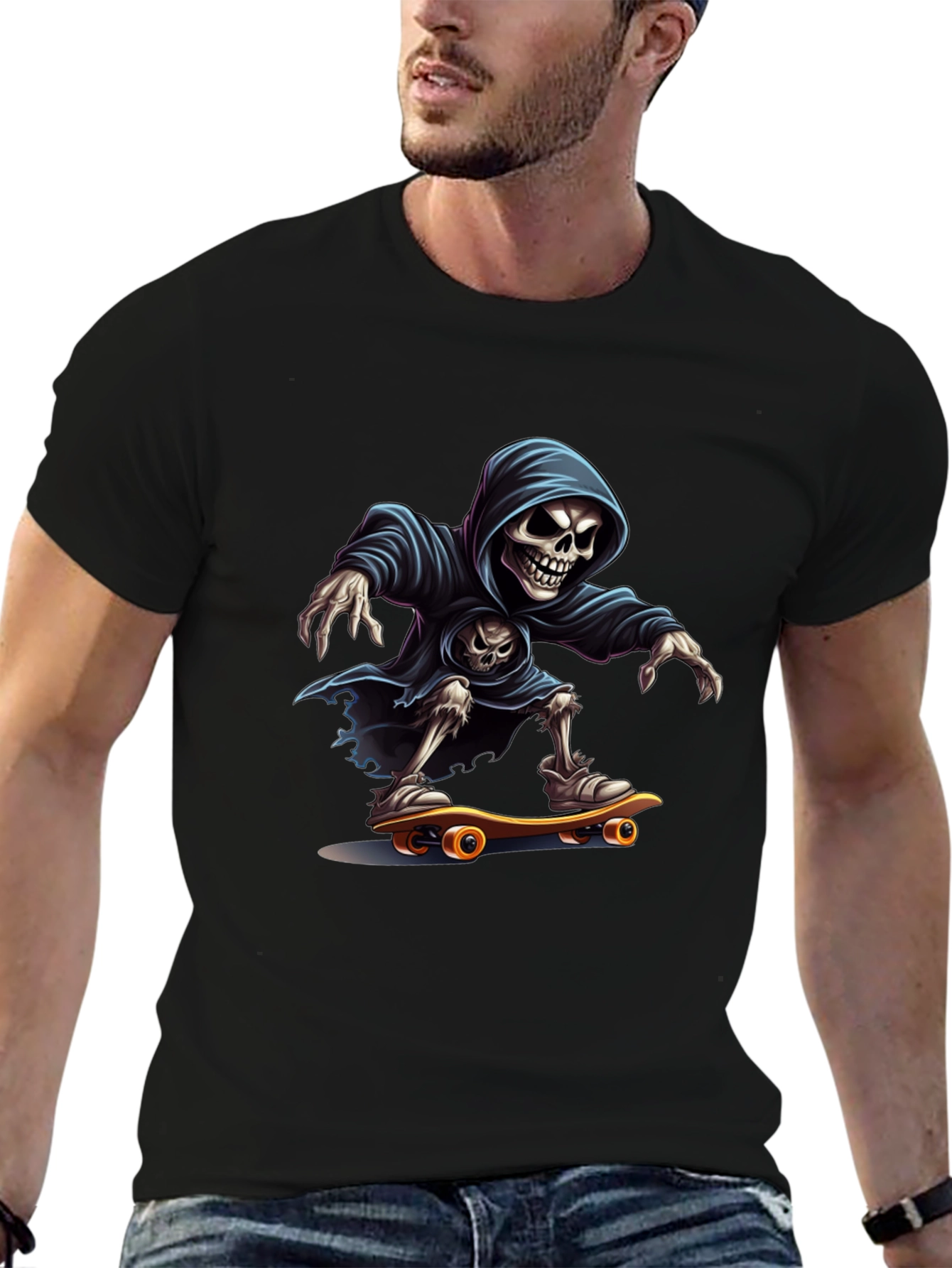 Black Skateboarding Grim Reaper Graphic Tee view 6