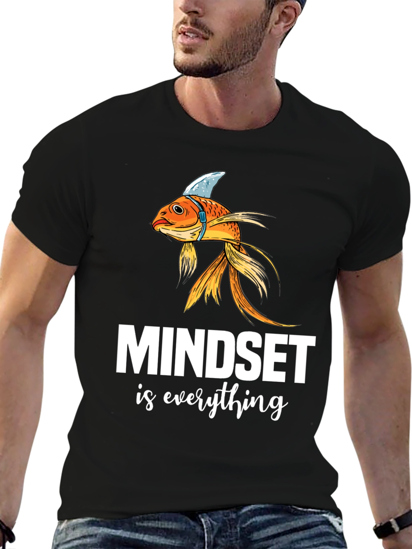Black Mindset is Everything T-Shirt - Goldfish Shark Fin Tee view 6