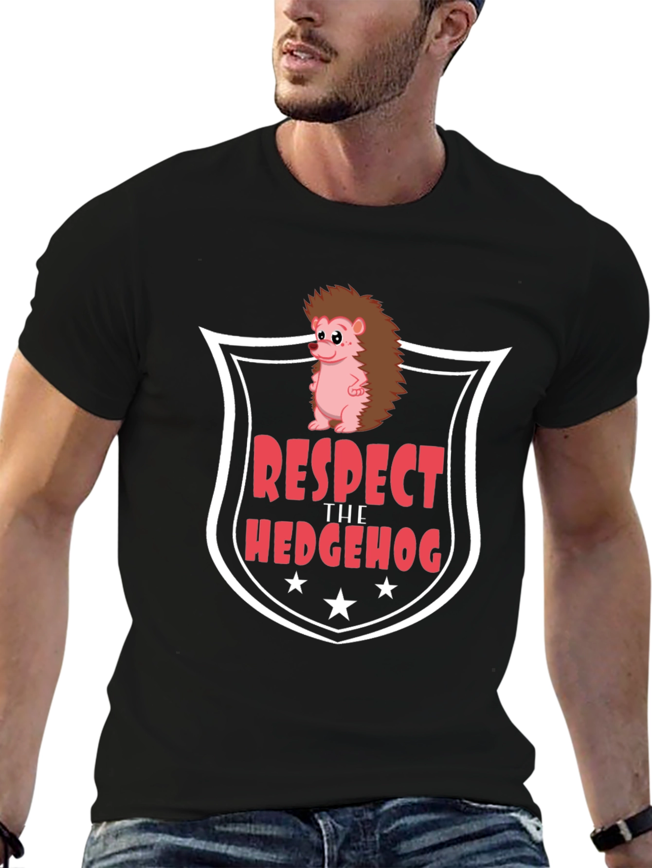 Black Respect the Hedgehog Graphic Tee view 6