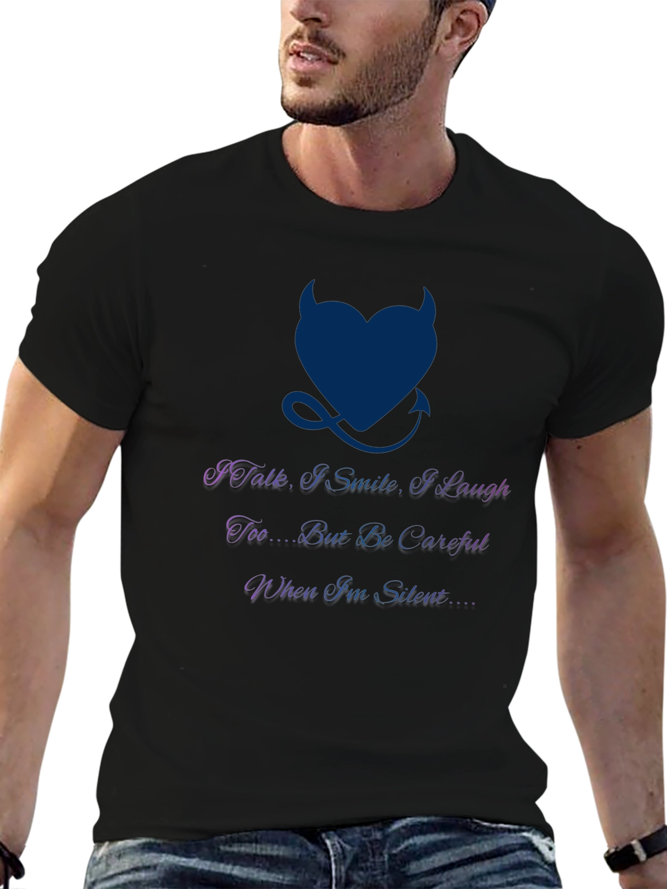Black Devil Heart Funny Saying Graphic T-Shirt view 6