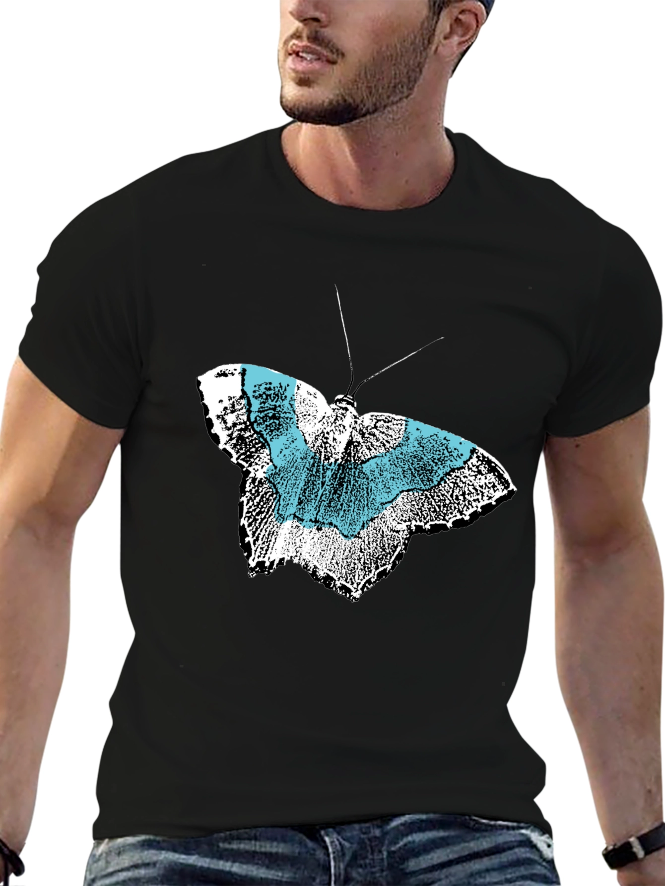 Black Butterfly Graphic Black T-Shirt view 6