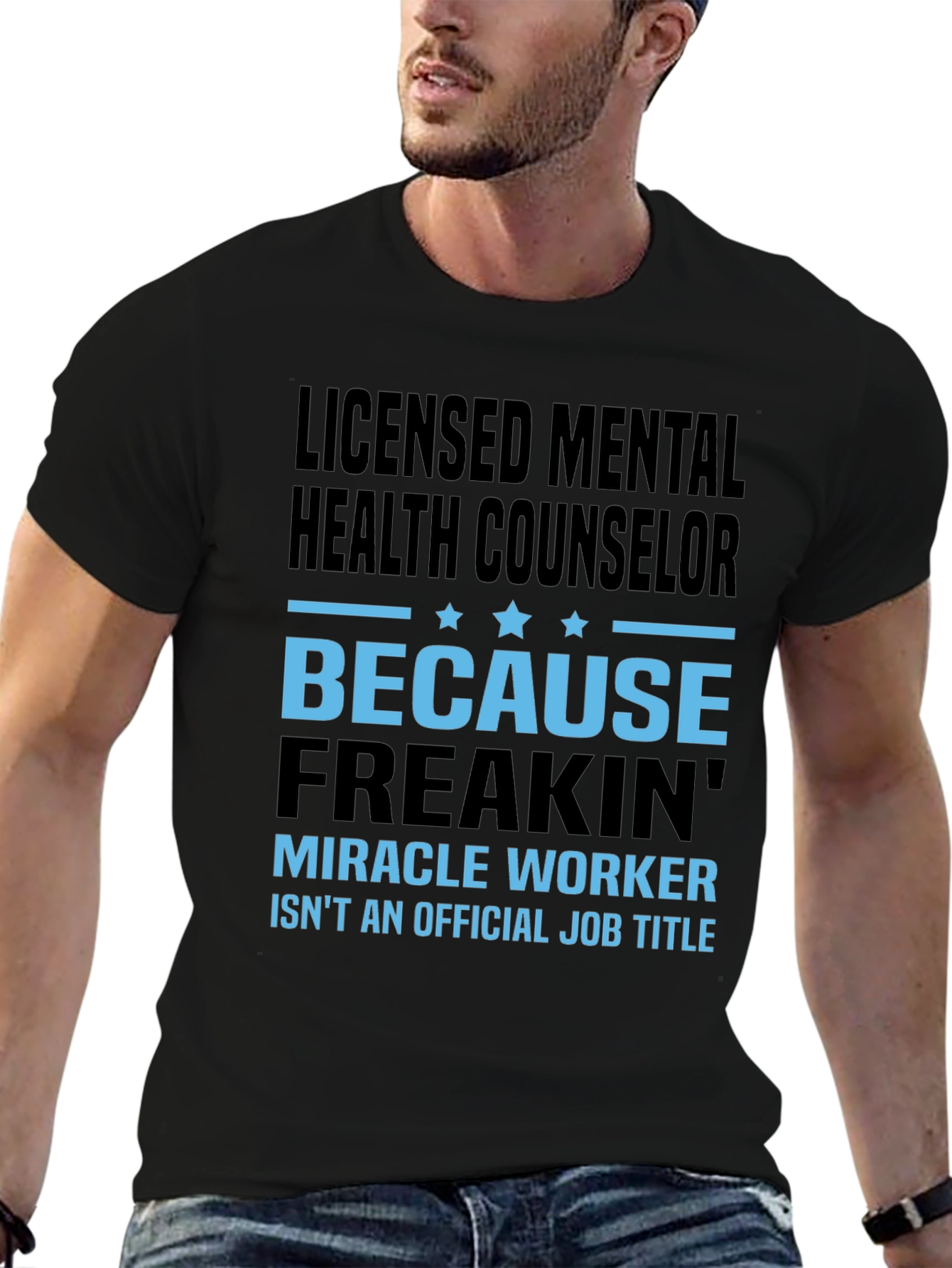Black Licensed Mental Health Counselor T-Shirt view 6