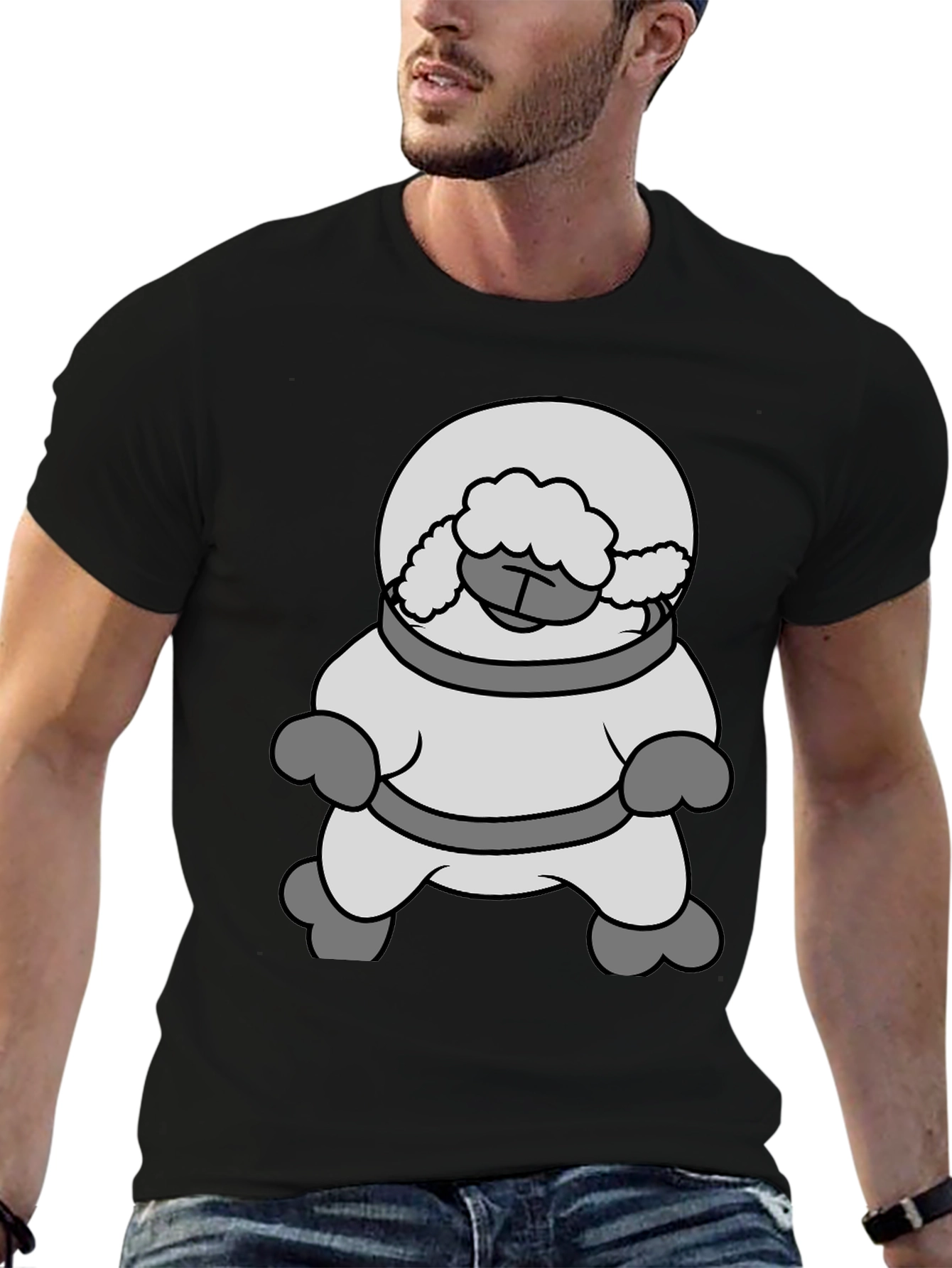 Black Astronaut Sheep Black T-Shirt view 6