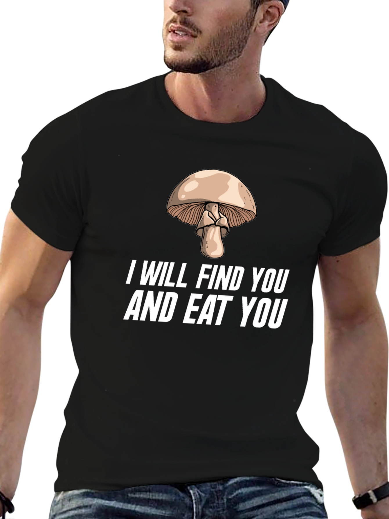 Black Mushroom Graphic Tee: I Will Find You and Eat You view 6