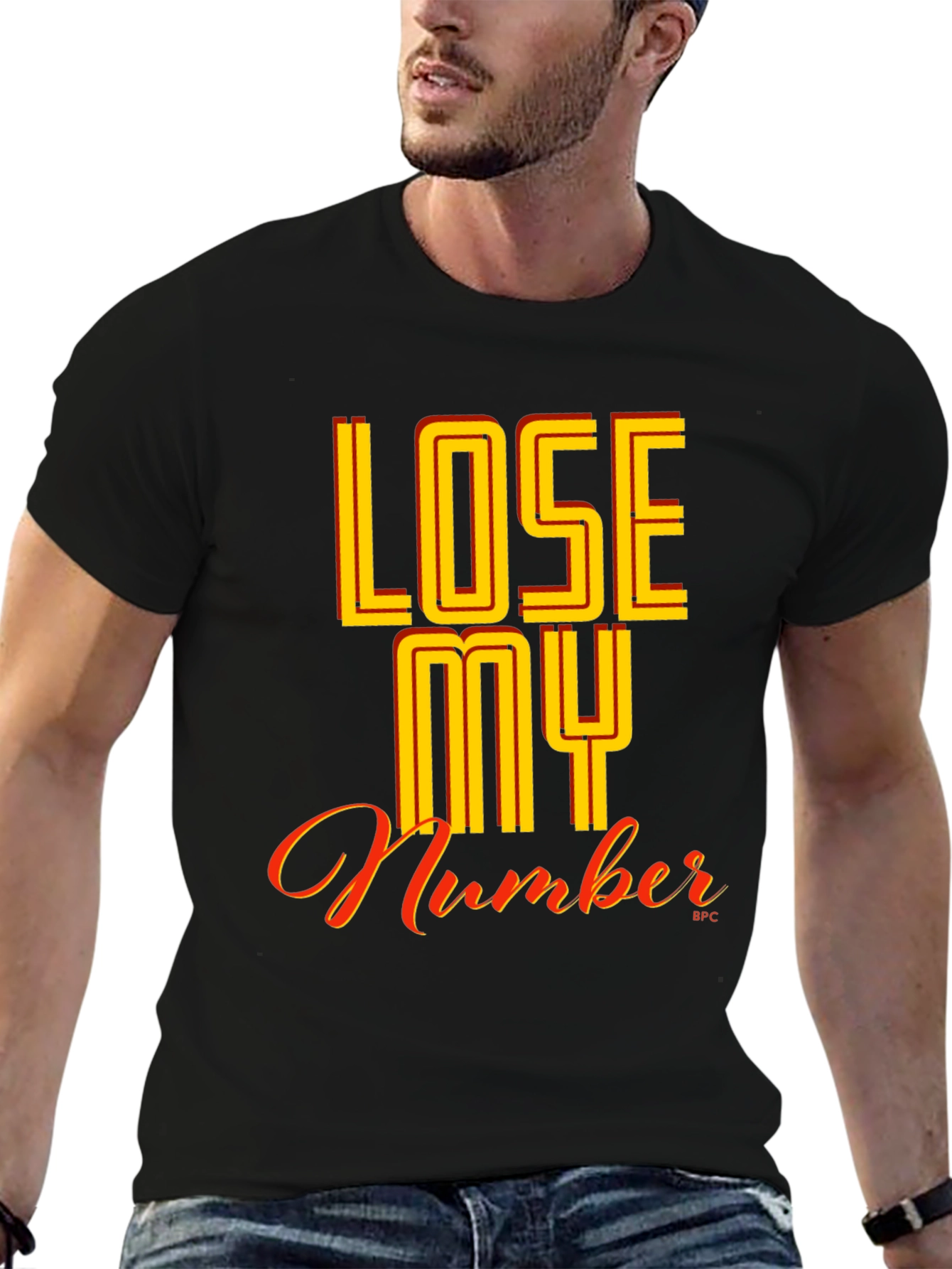 Black Lose My Number Graphic Tee - Black view 6