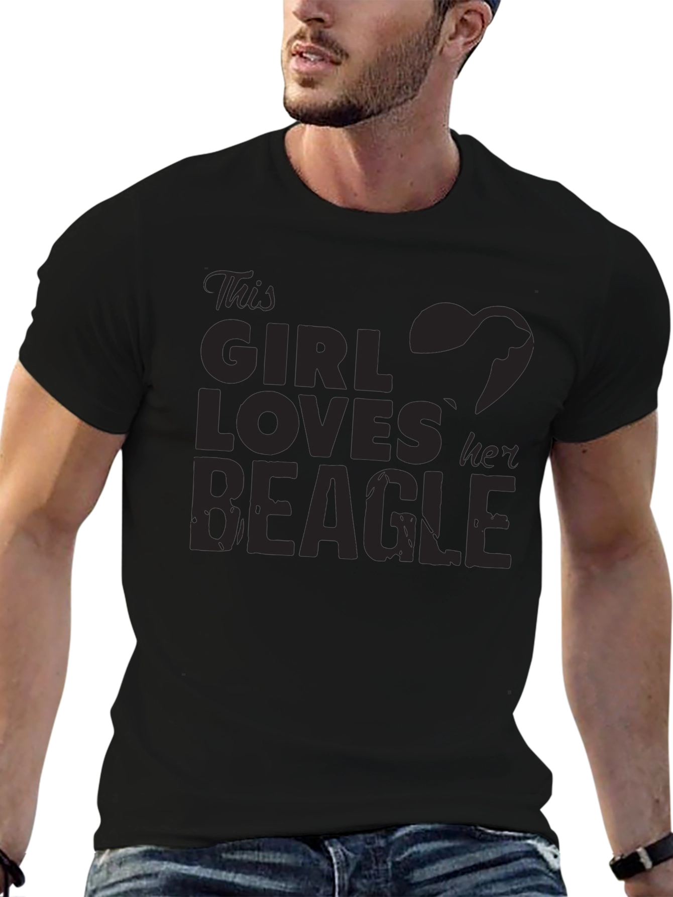 Black Girl Loves Beagle T-Shirt - Black Dog Lover Tee view 6