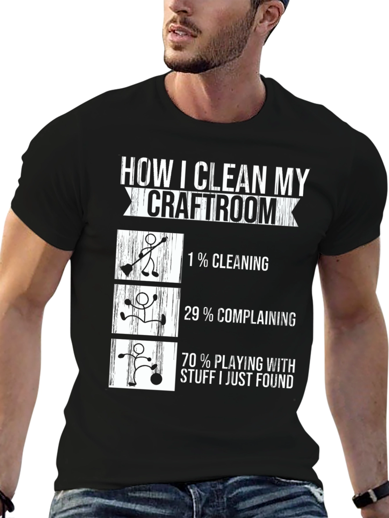 Black Craft Room Cleaning T-Shirt - Funny Crafting Humor view 6