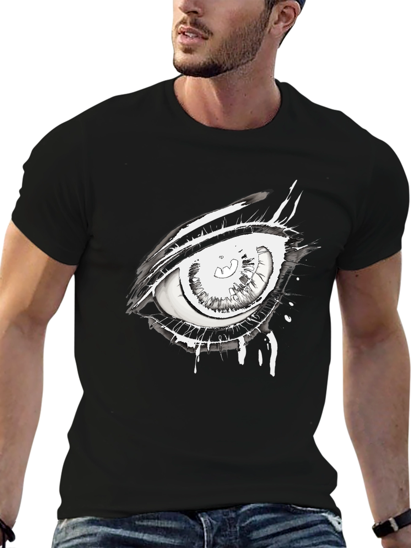 Black Eye Graphic Black Tee - Unique Streetwear Style view 6