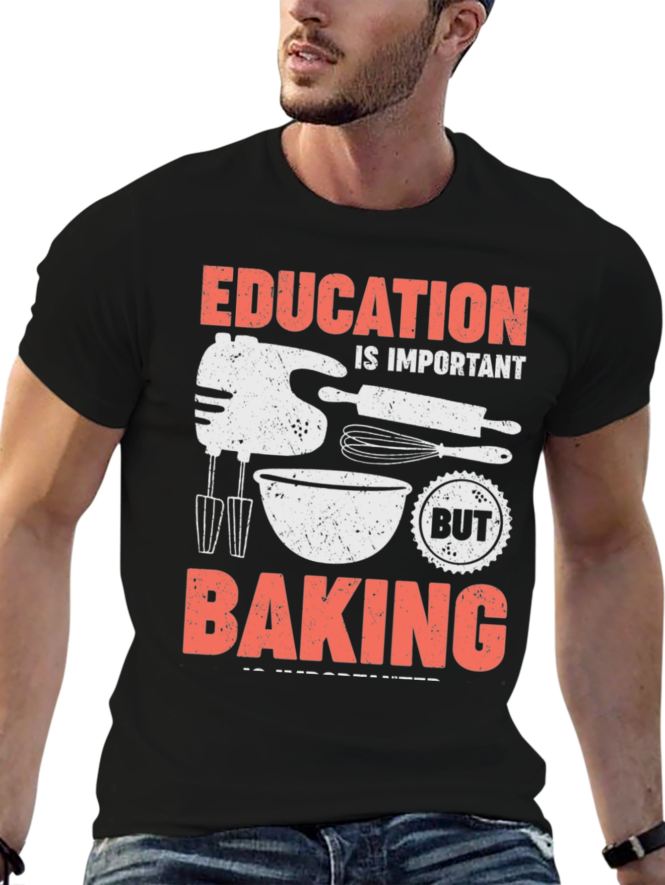 Black Education Important But Baking Is Importanter T-Shirt view 6