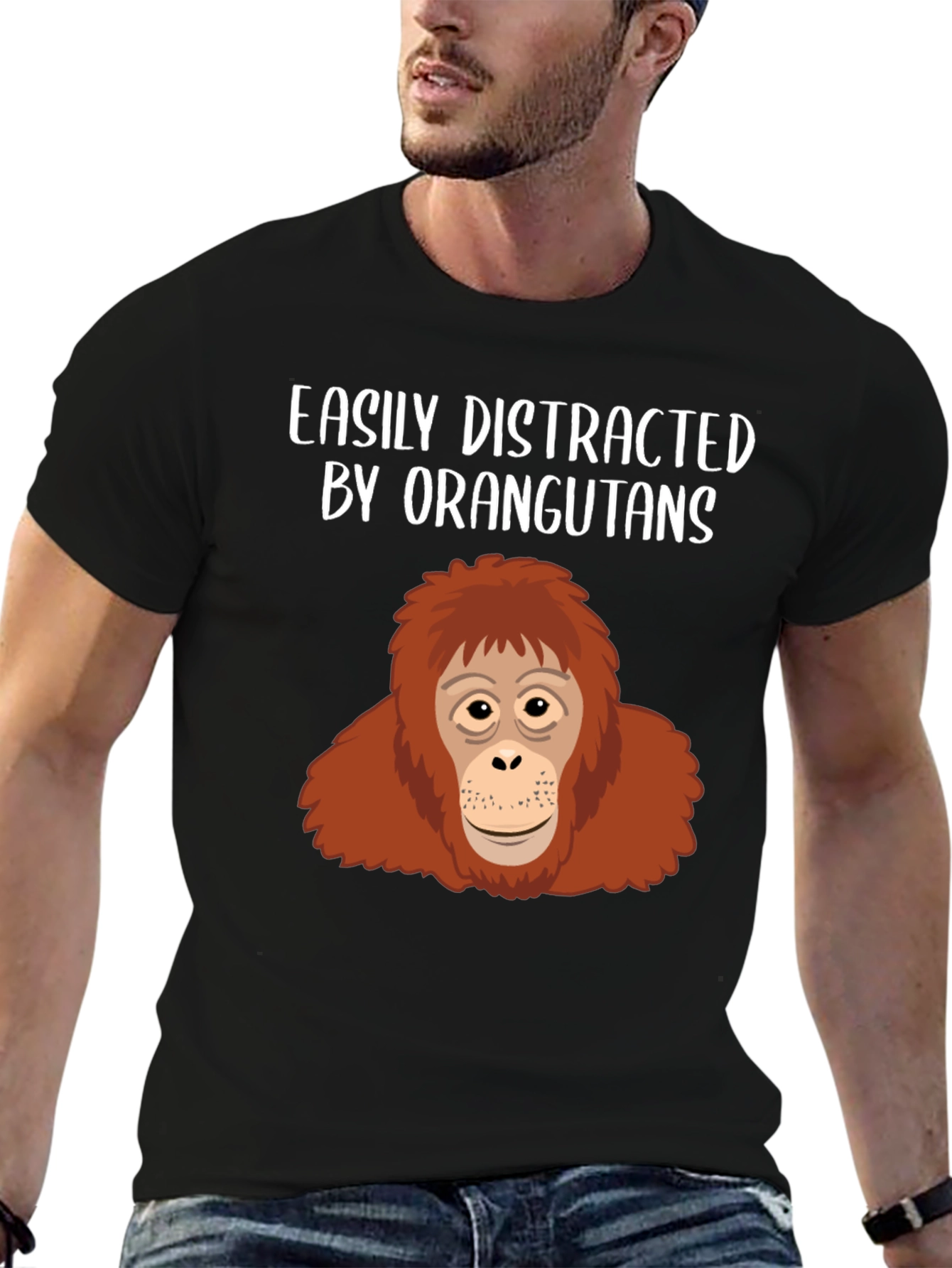 Black Easily Distracted Orangutans Graphic T-Shirt view 6
