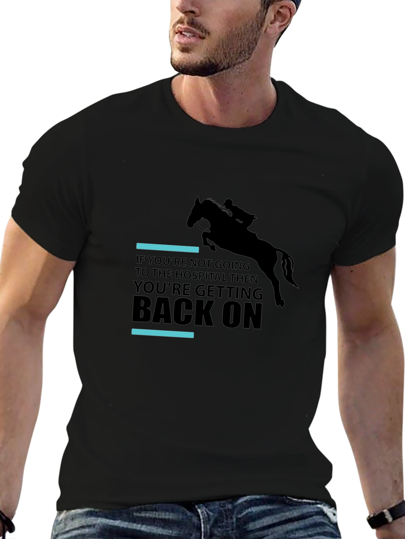 Black Equestrian Horseback Riding T-Shirt - Get Back On view 6