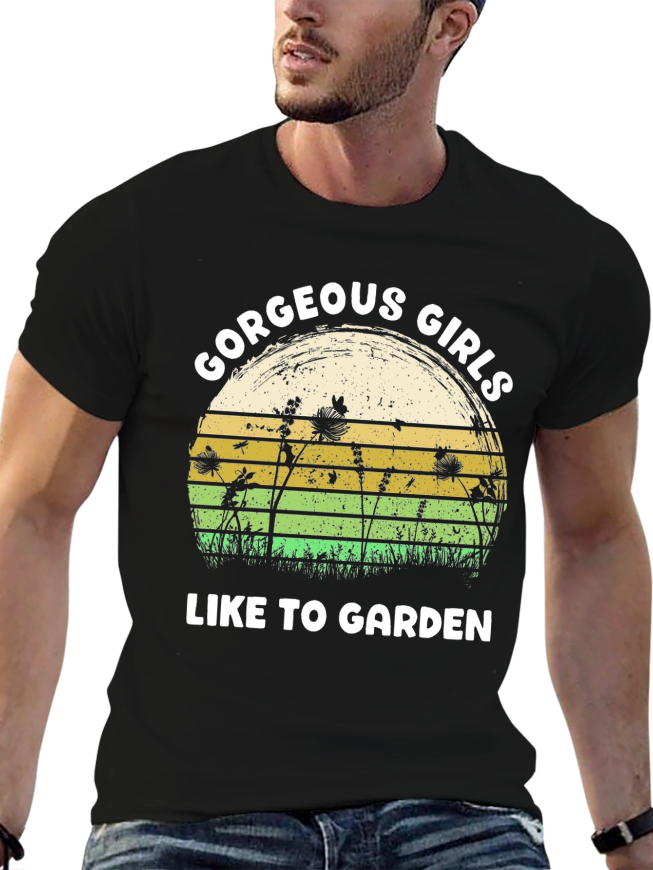 Black Gorgeous Girls Garden Graphic Tee - Black Cotton T-Shirt view 6