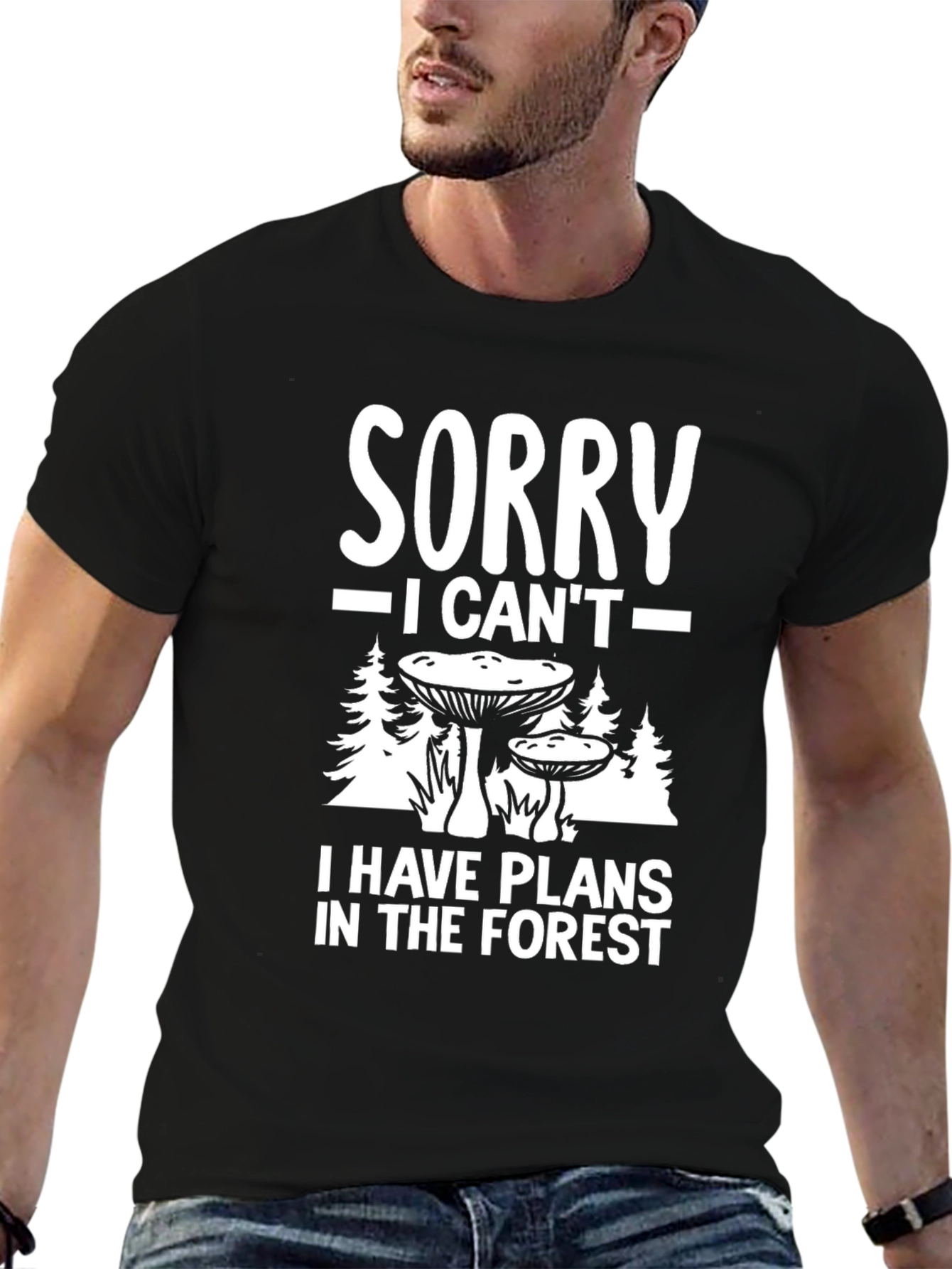 Black Sorry, I Have Plans in the Forest Black Graphic Tee view 6