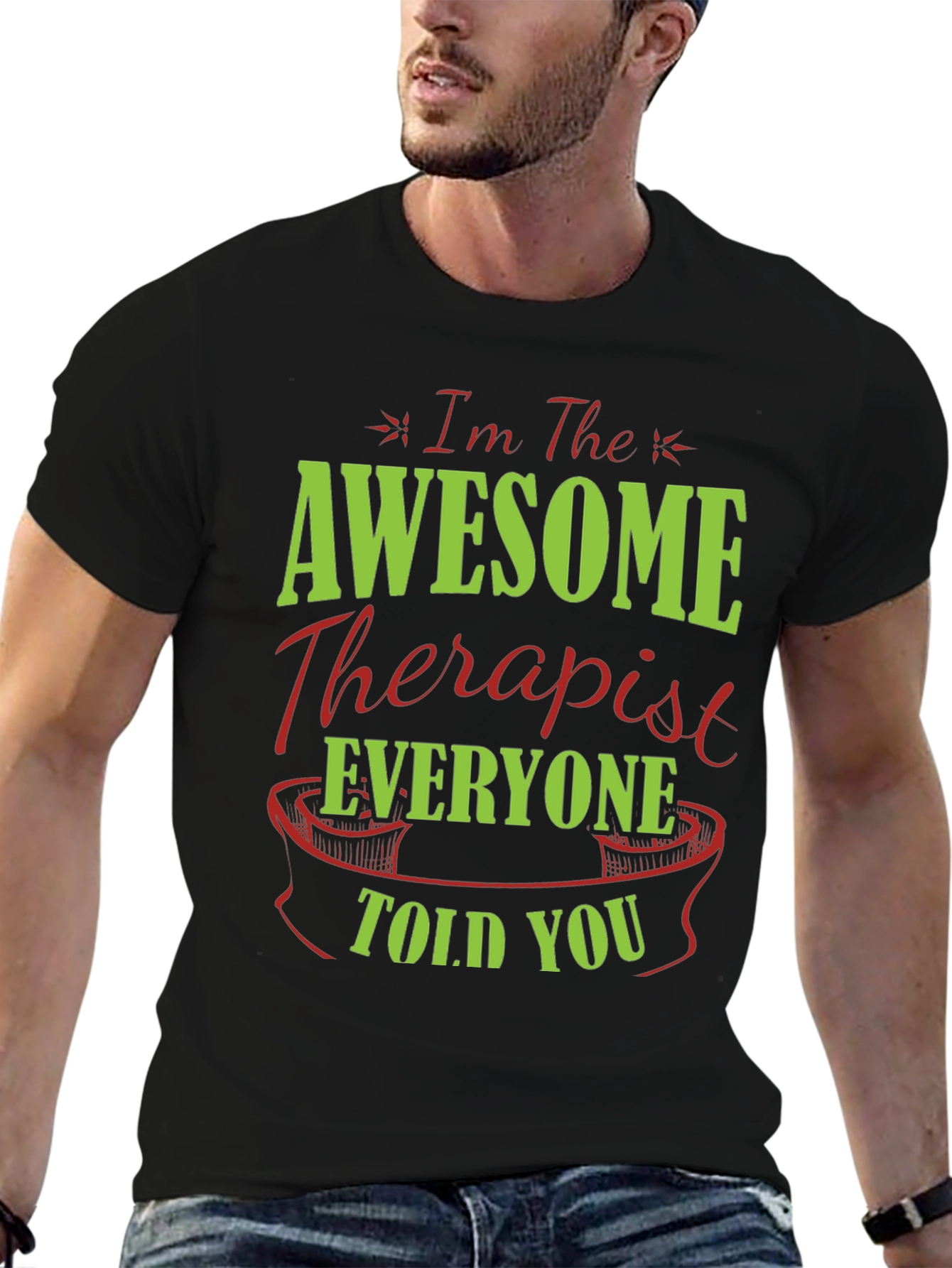Black Awesome Therapist T-Shirt | Unique Gift view 6
