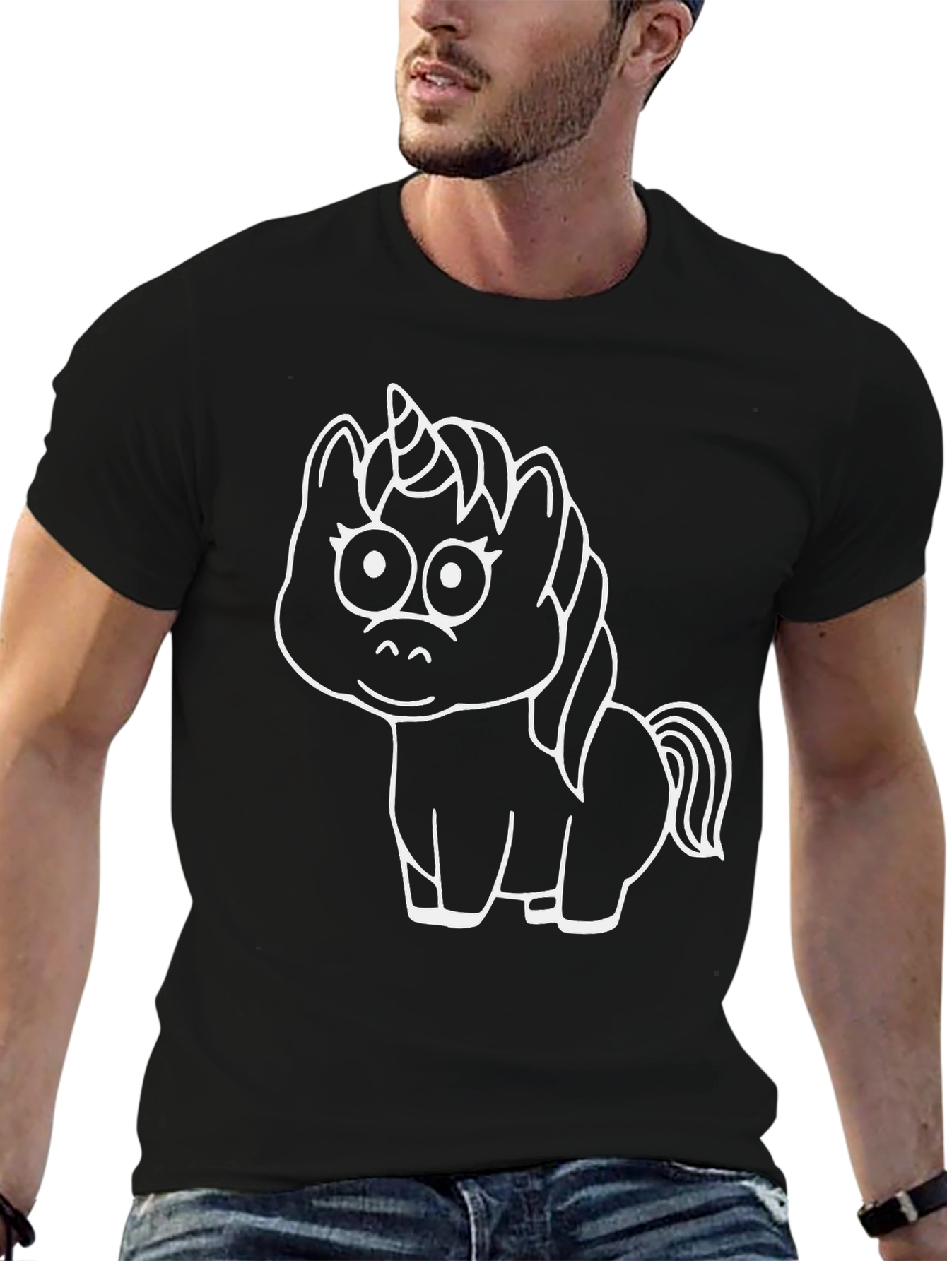 Black Unicorn Graphic T-Shirt - Black Cotton Tee view 6