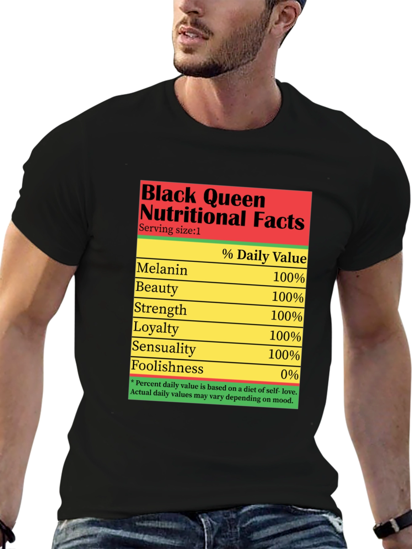 Black Black Queen Nutritional Facts T-Shirt view 6