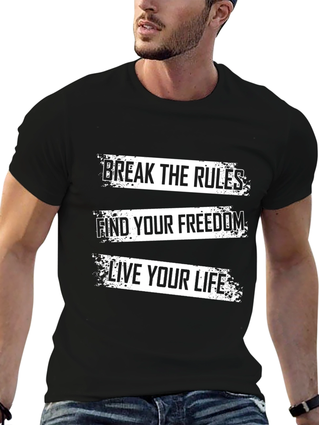Black Break the Rules Graphic Tee - Find Your Freedom, Live Your Life view 6