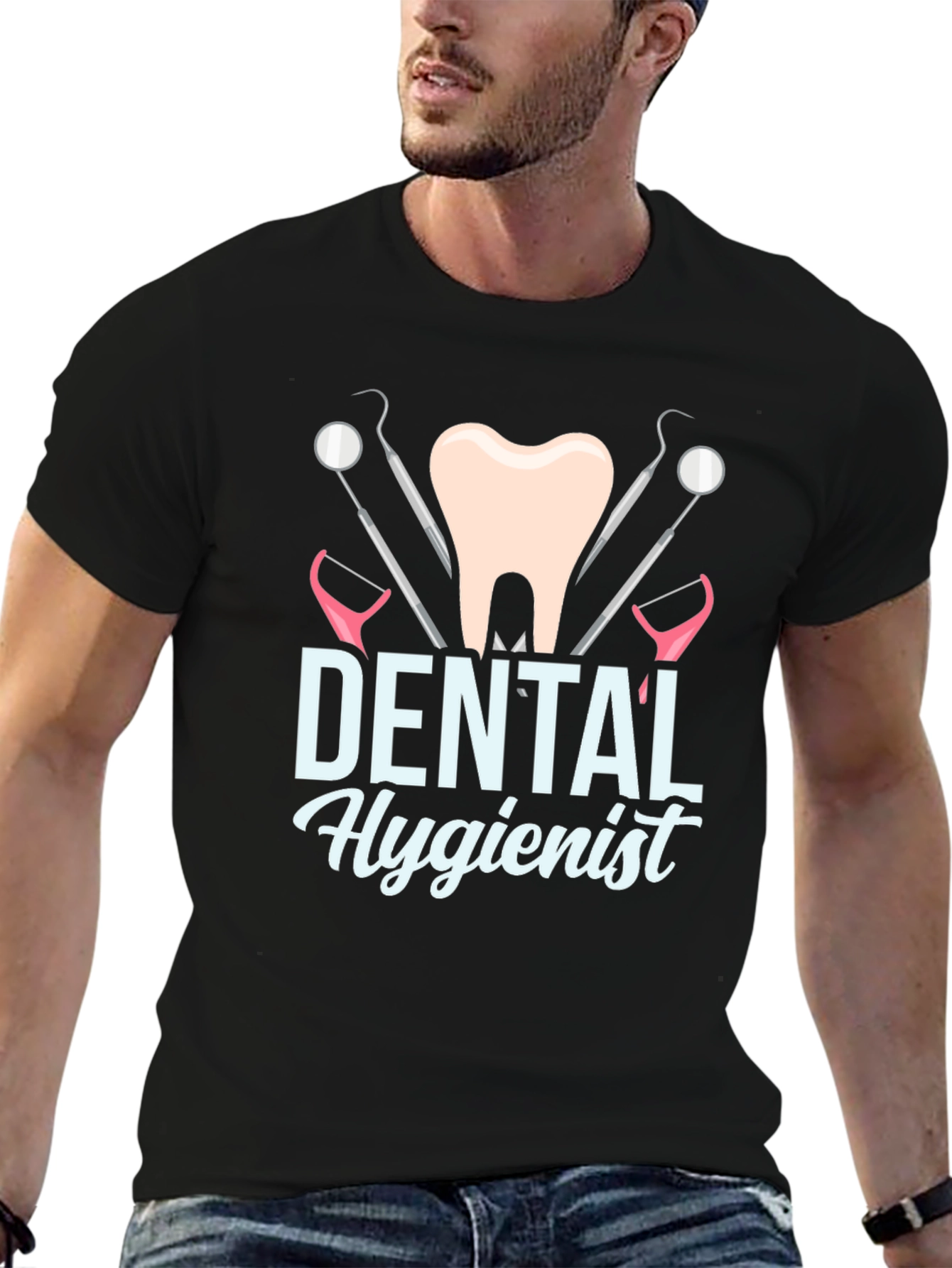 Dental Hygienist Graphic T-Shirt, Black Cotton Tee - 6