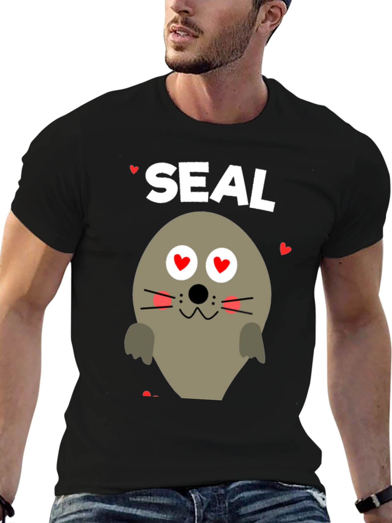 Black Seal of Love T-Shirt - Valentine's Day Gift view 6