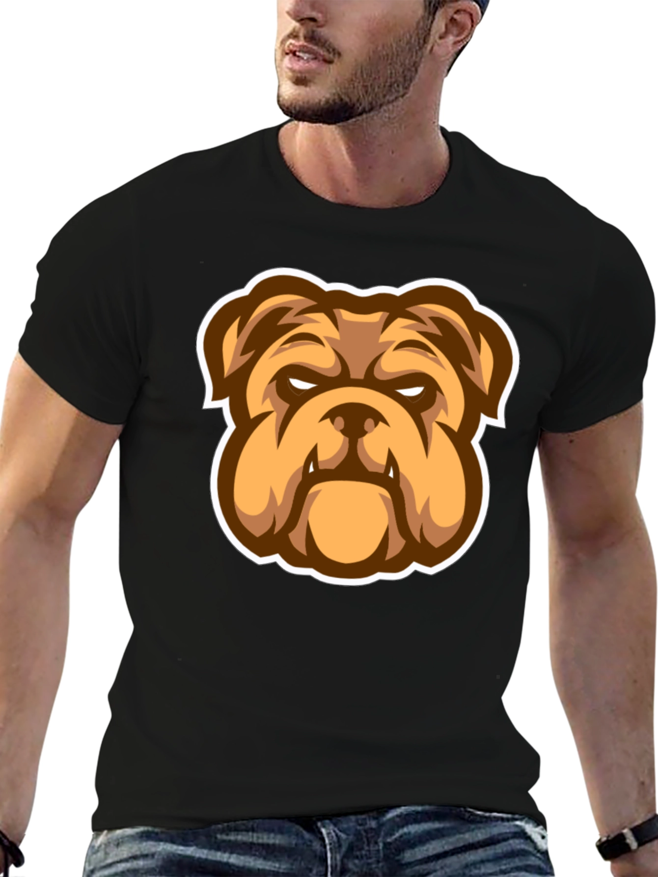 Black Bulldog Graphic Black T-Shirt - Stylish Men's Tee view 6
