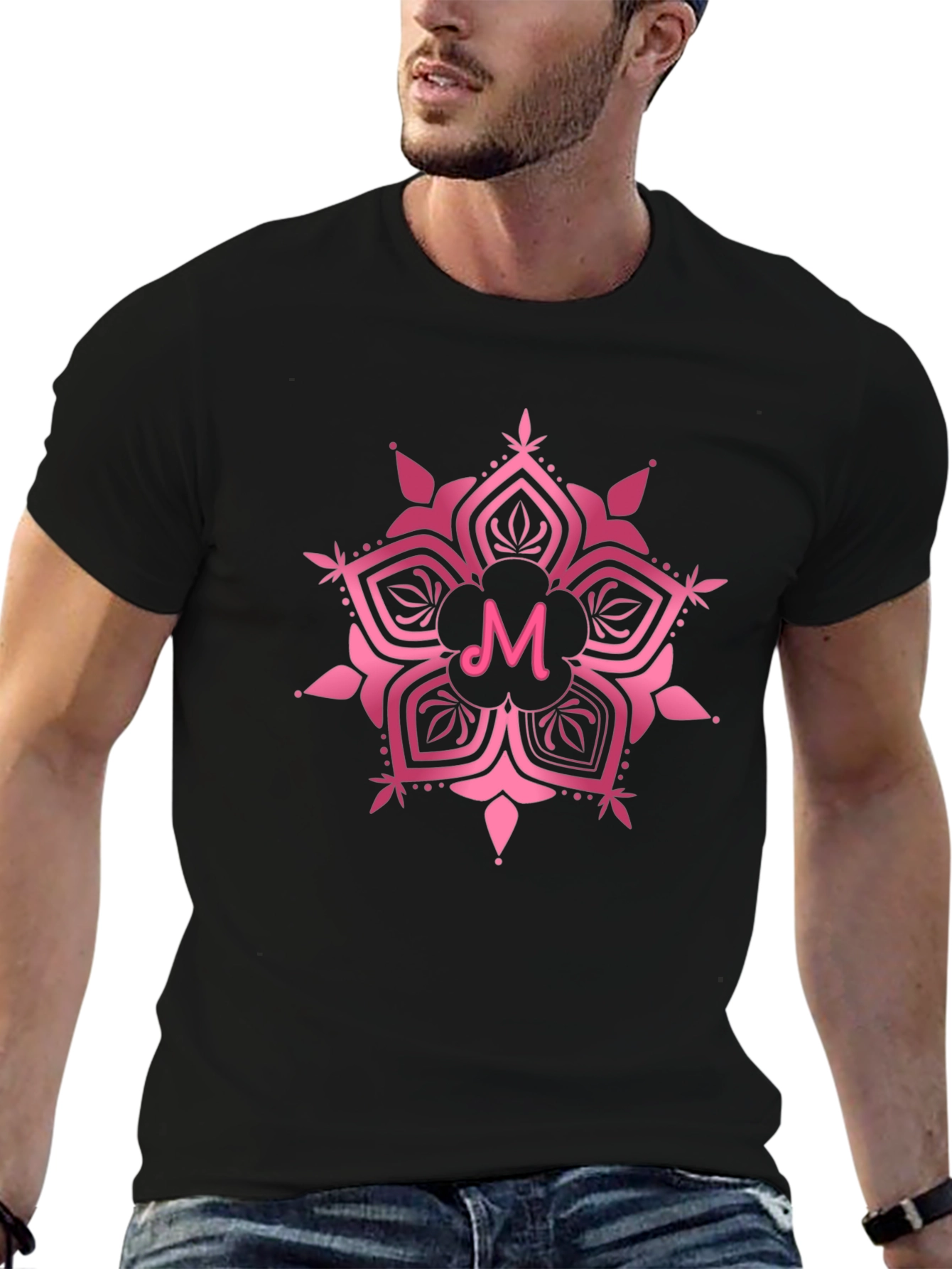 Pink Mandala 'M' Letter T-Shirt - 6