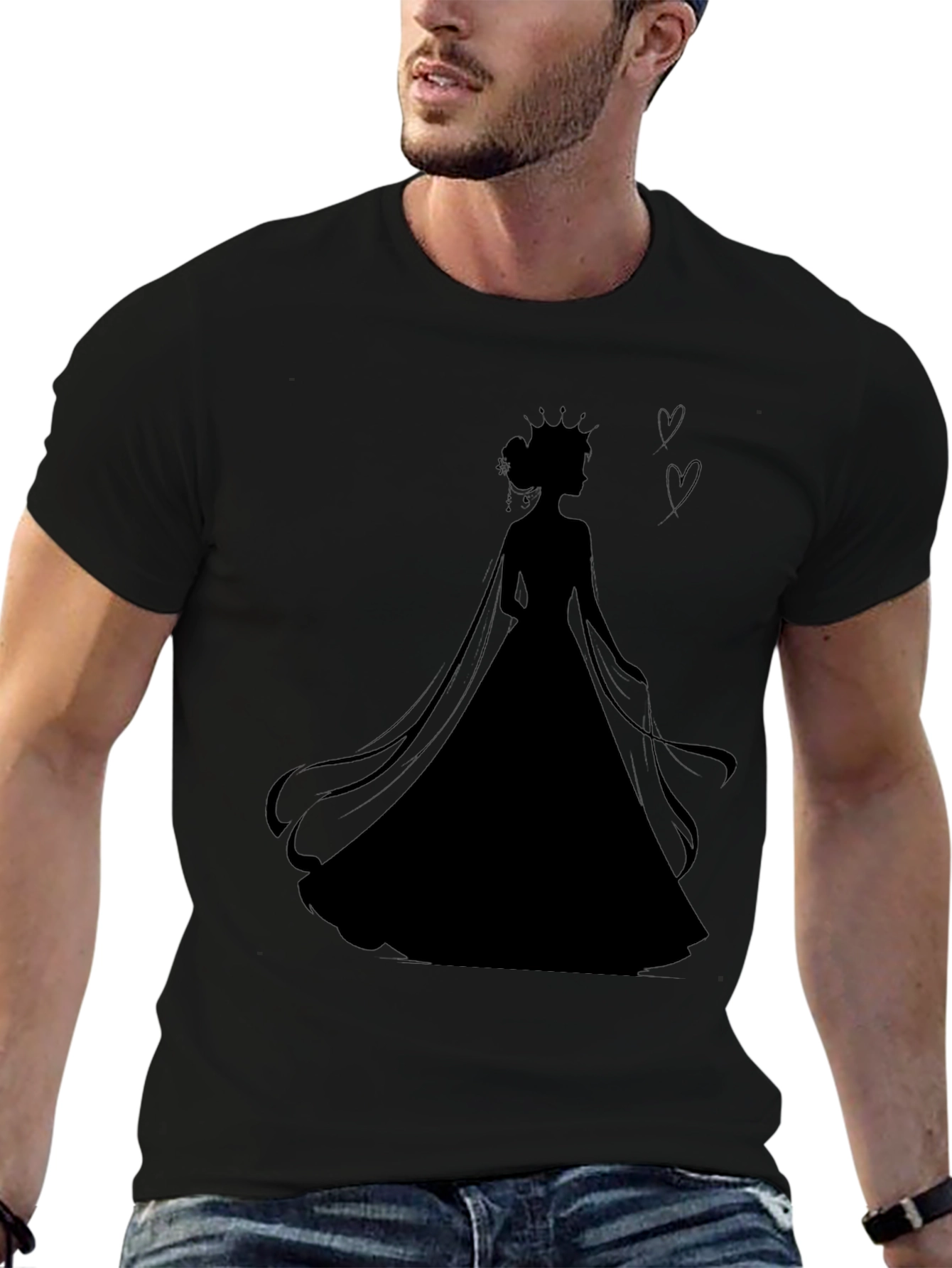 Black Queen Silhouette Black T-Shirt view 6