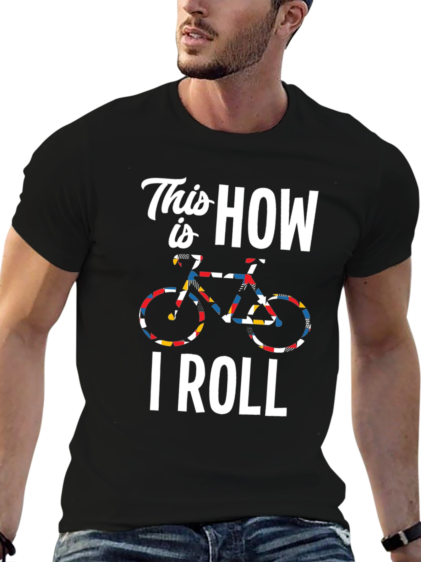 Black This Is How I Roll Cycling T-Shirt - Black view 6