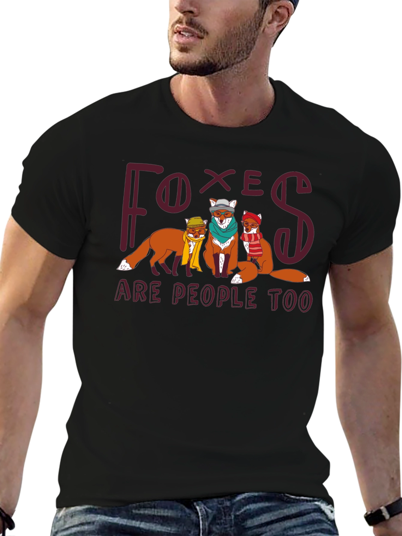 Black Foxes Are People Too Black Graphic T-Shirt view 6