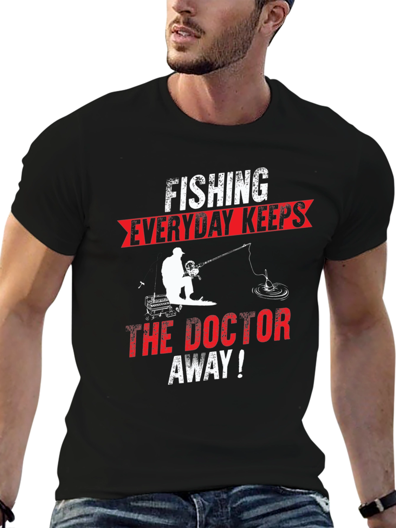 Black Fishing Everyday Keeps The Doctor Away T-Shirt view 6