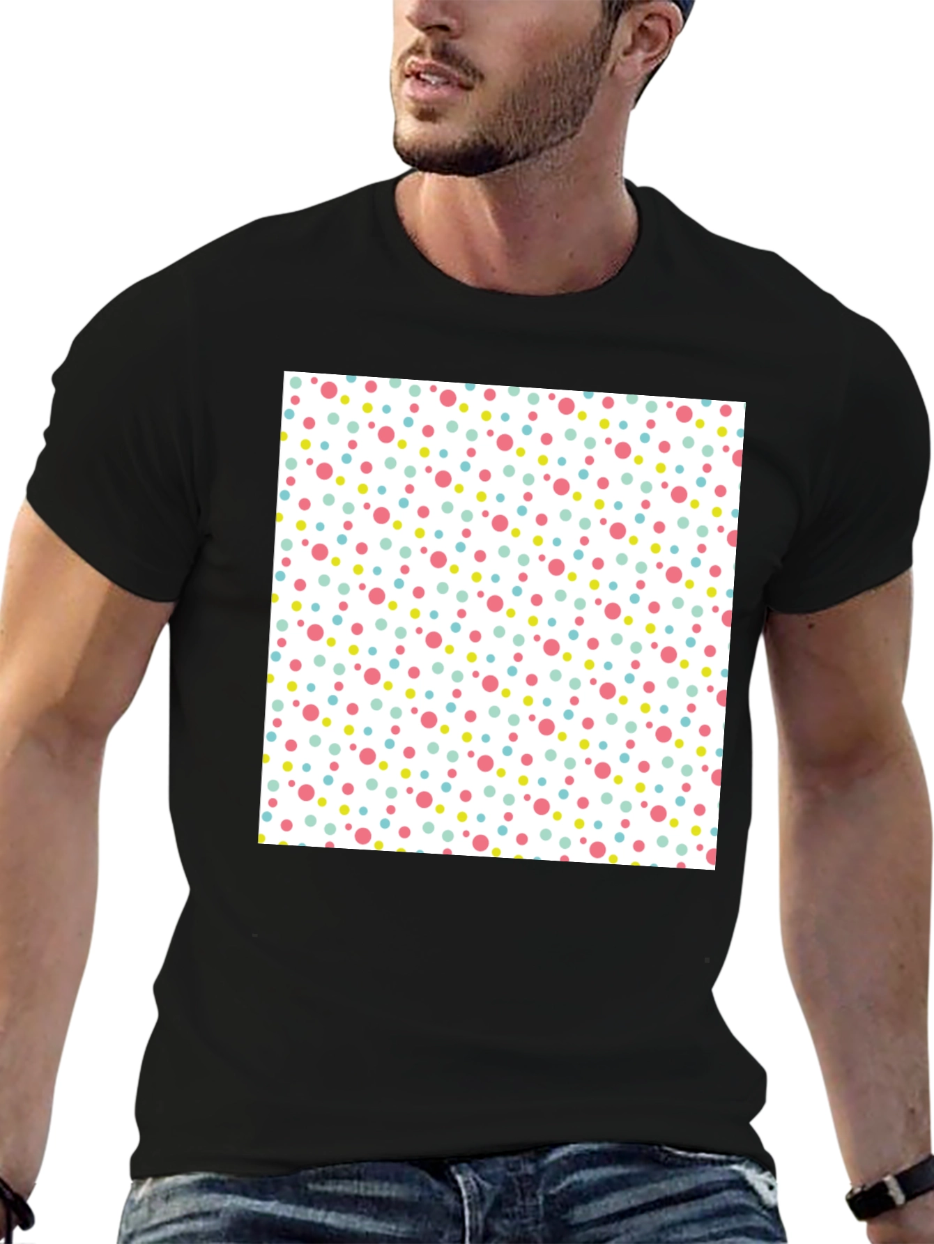 Black Polka Dot Fun Tee - Black Crew Neck view 6