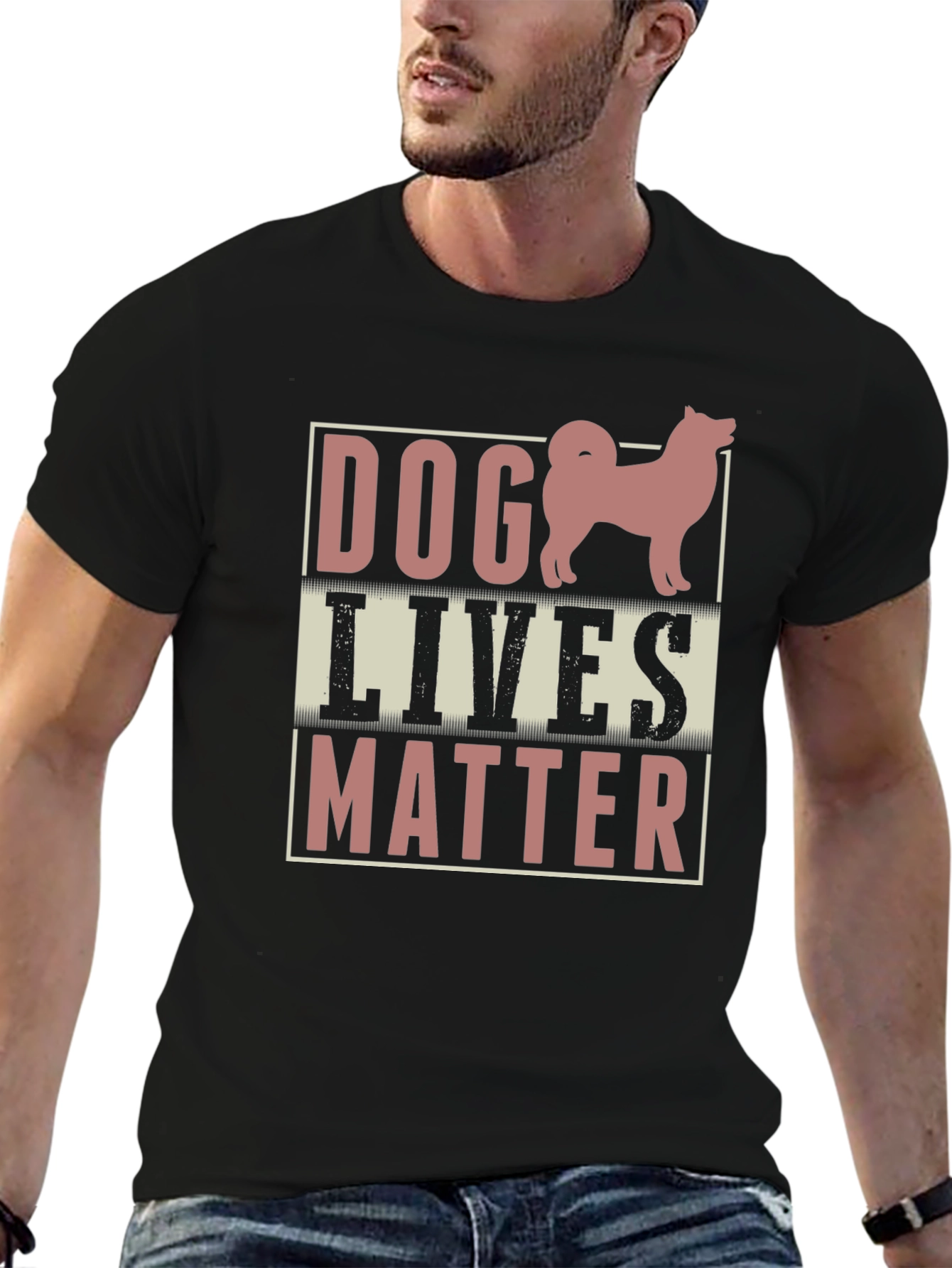 Black Dog Lives Matter Graphic Tee - Black Cotton Shirt view 6