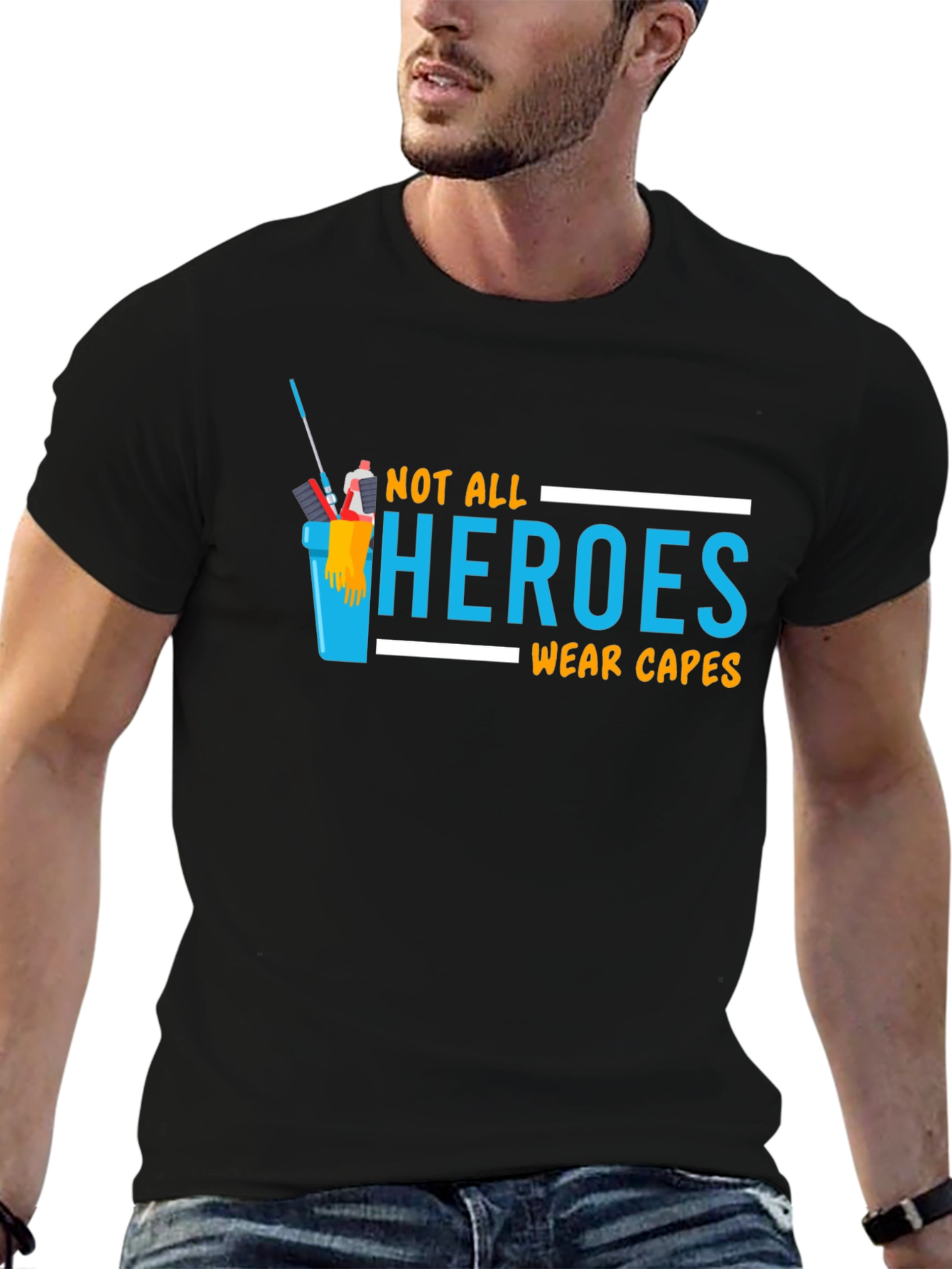 Black Not All Heroes Wear Capes T-Shirt view 6