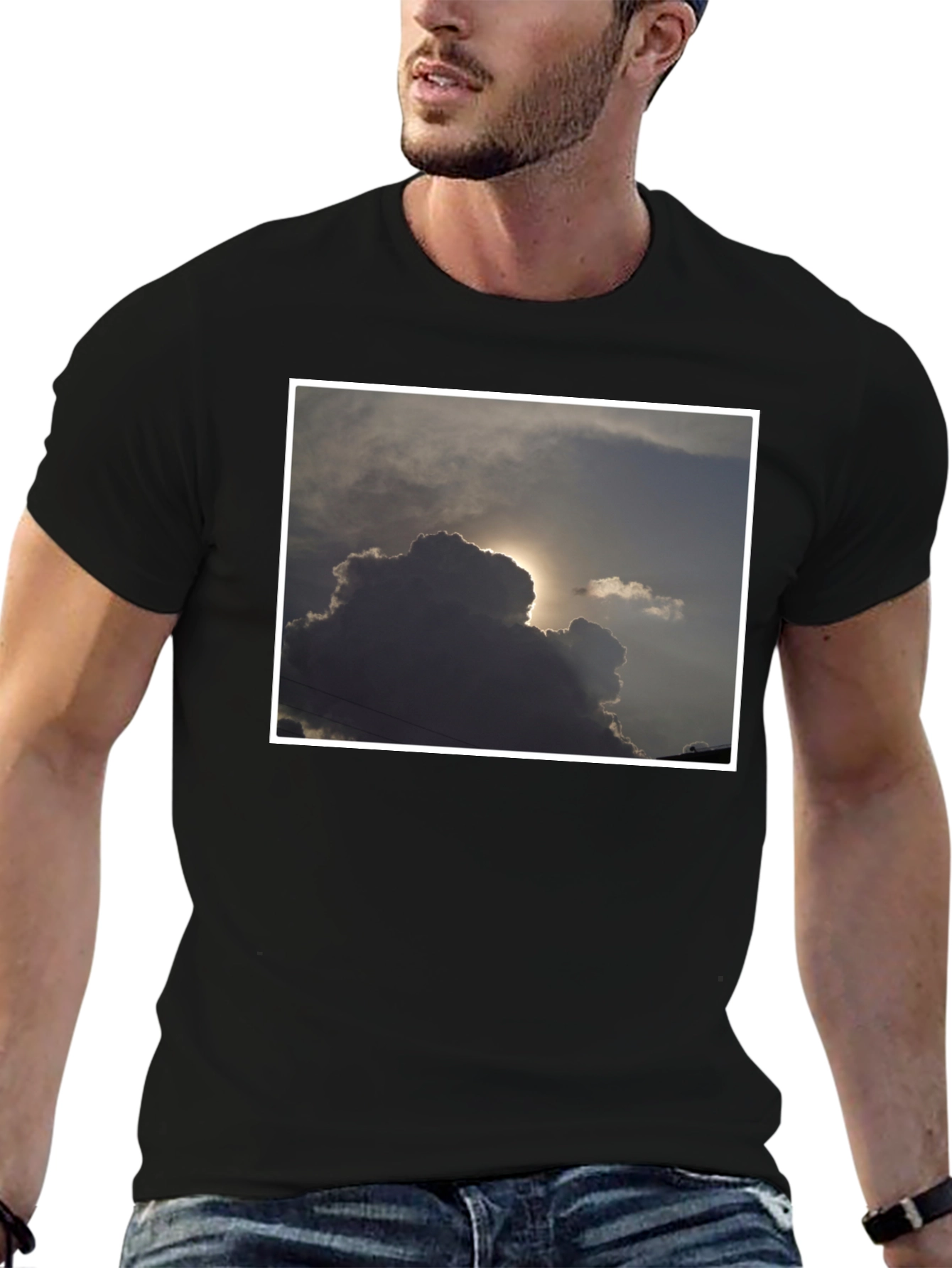 Black Cloudscape Graphic T-Shirt - Stylish and Unique view 6