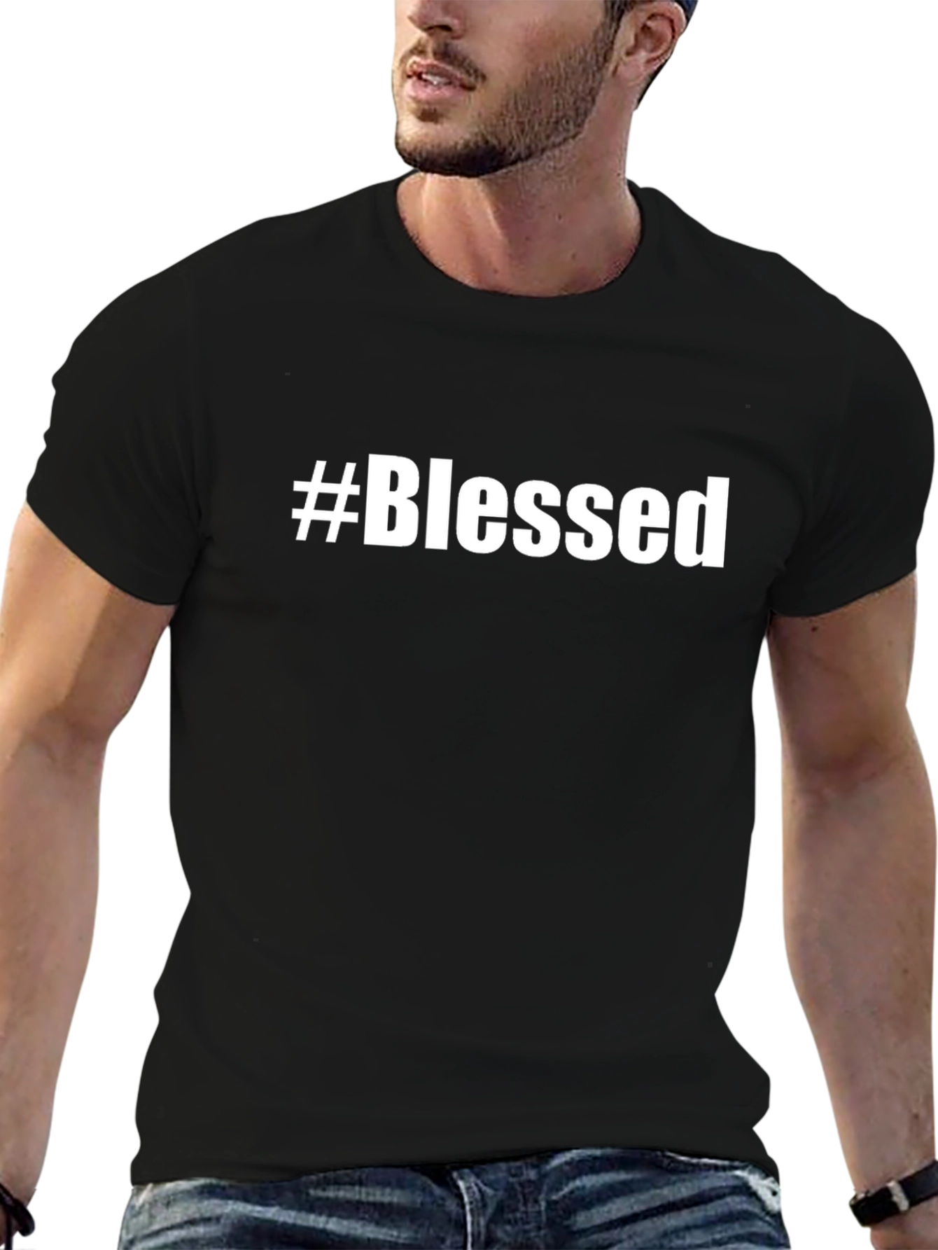 Black #Blessed Graphic Tee - Stylish Unisex Crewneck T-Shirt view 6
