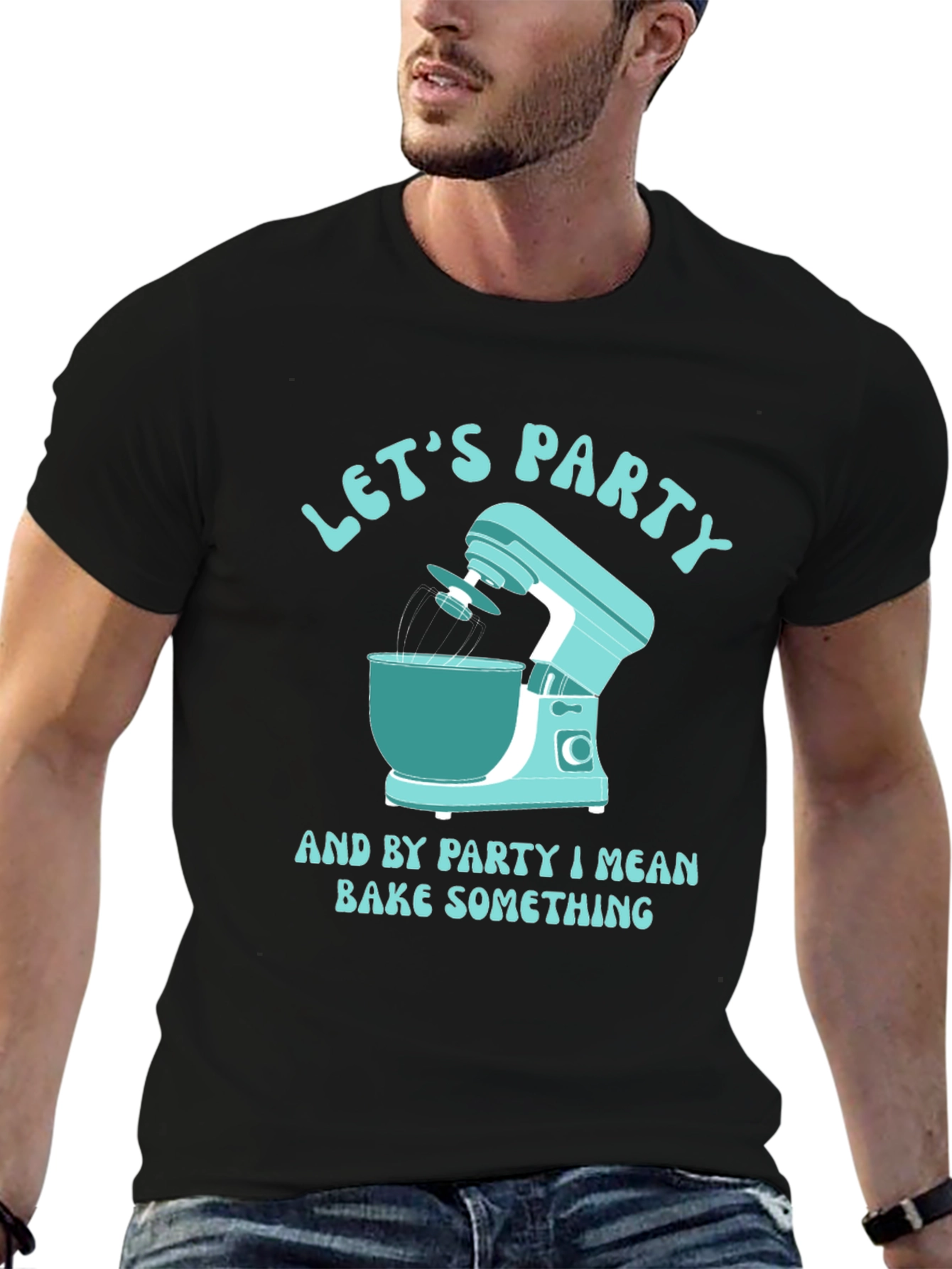 Black Let's Party, Bake Something T-Shirt view 6