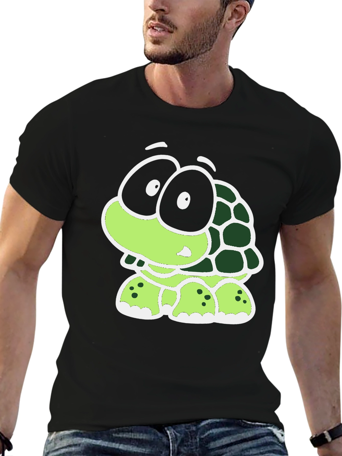 Black Cartoon Turtle Graphic Tee - Black T-Shirt view 6