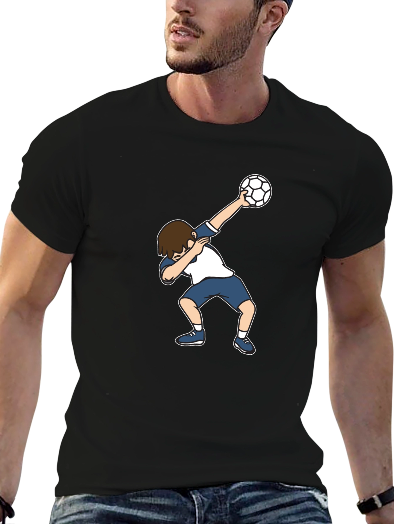Black Soccer Dab T-Shirt - Fun Graphic Tee view 6