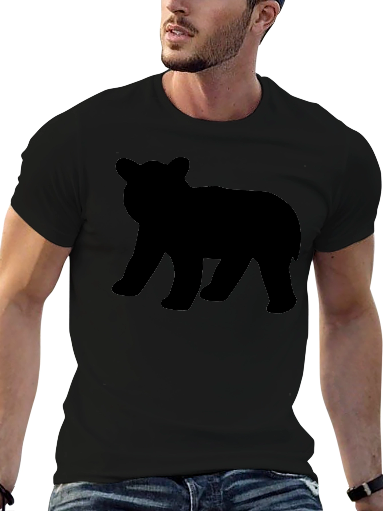 Black Bear Silhouette T-Shirt - Black Graphic Tee view 6