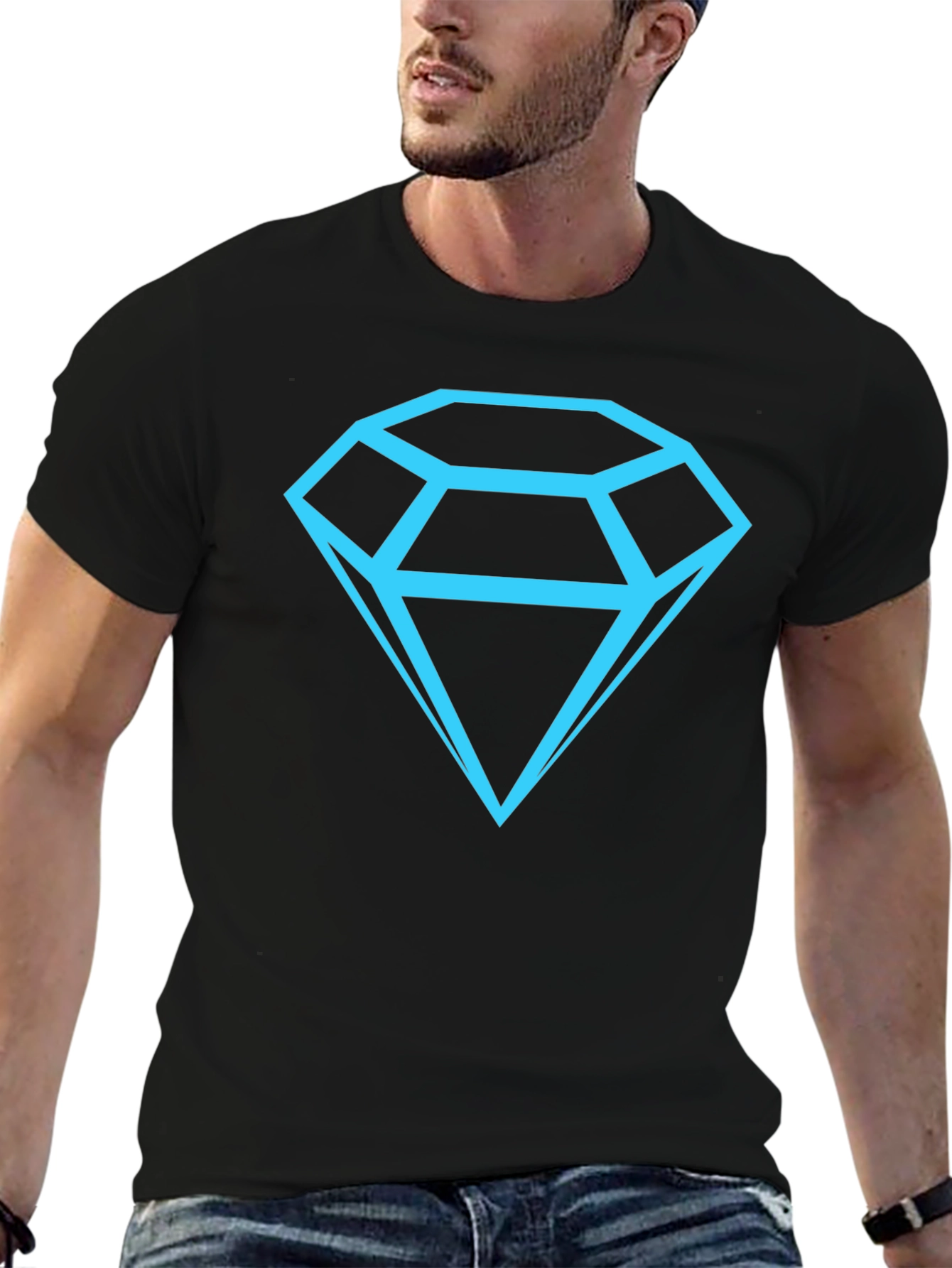 Black Diamond Graphic Tee - Casual Black T-Shirt view 6