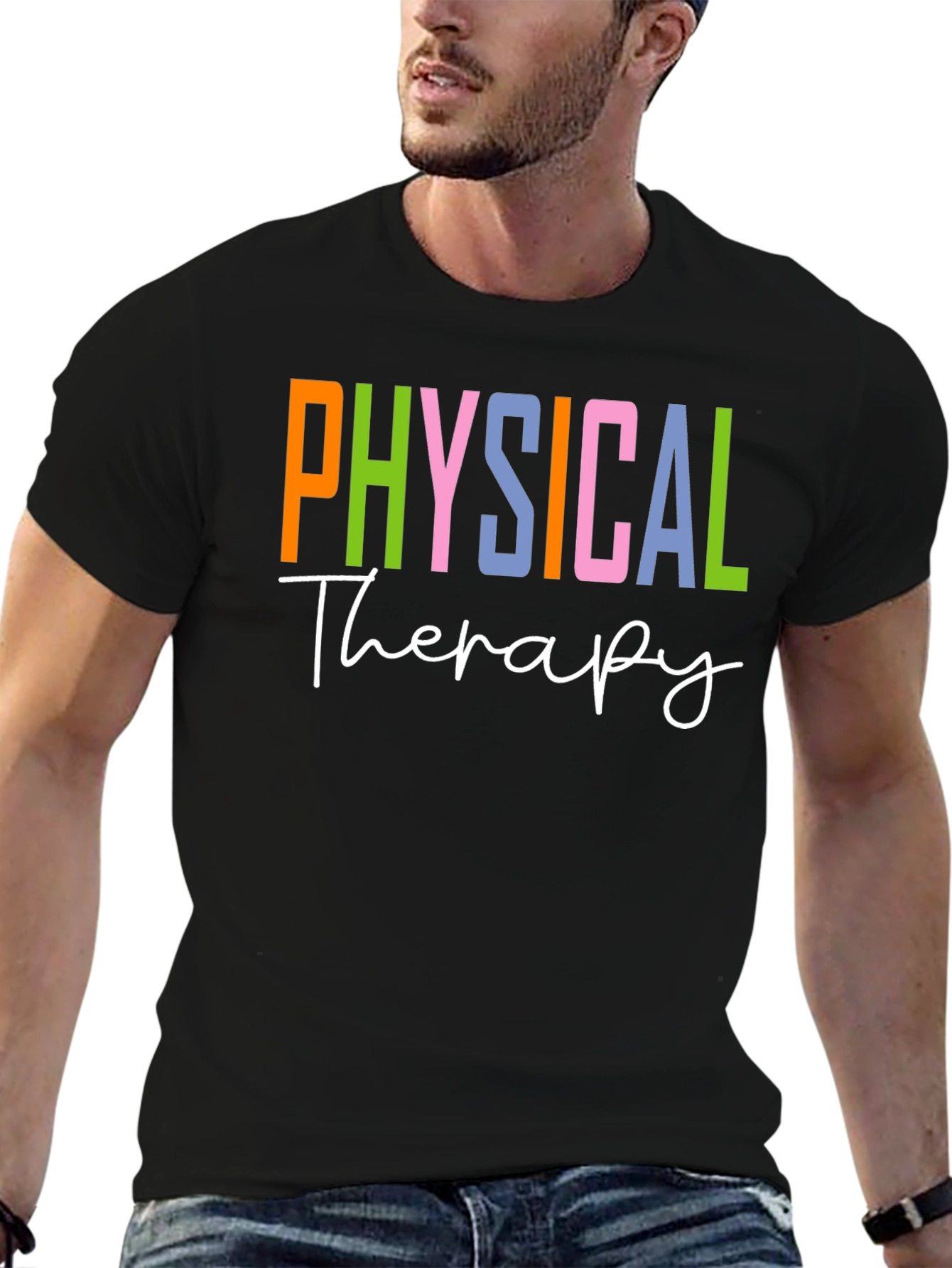Black Physical Therapy T-Shirt Therapist Colorful Tee view 6