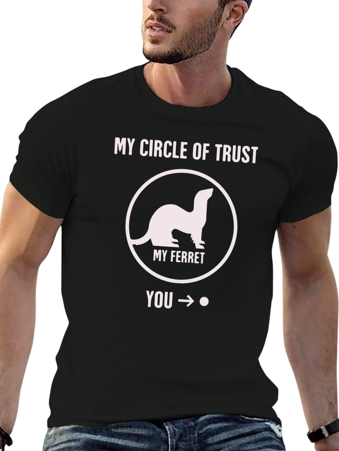 Black My Ferret Circle of Trust Graphic T-Shirt view 6