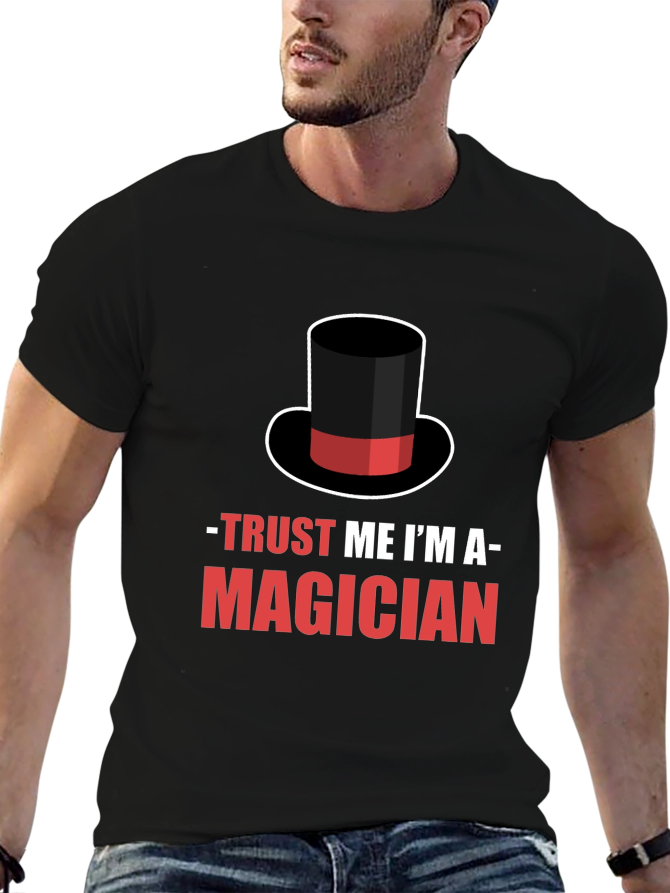 Black Trust Me I'm A Magician T-Shirt view 6