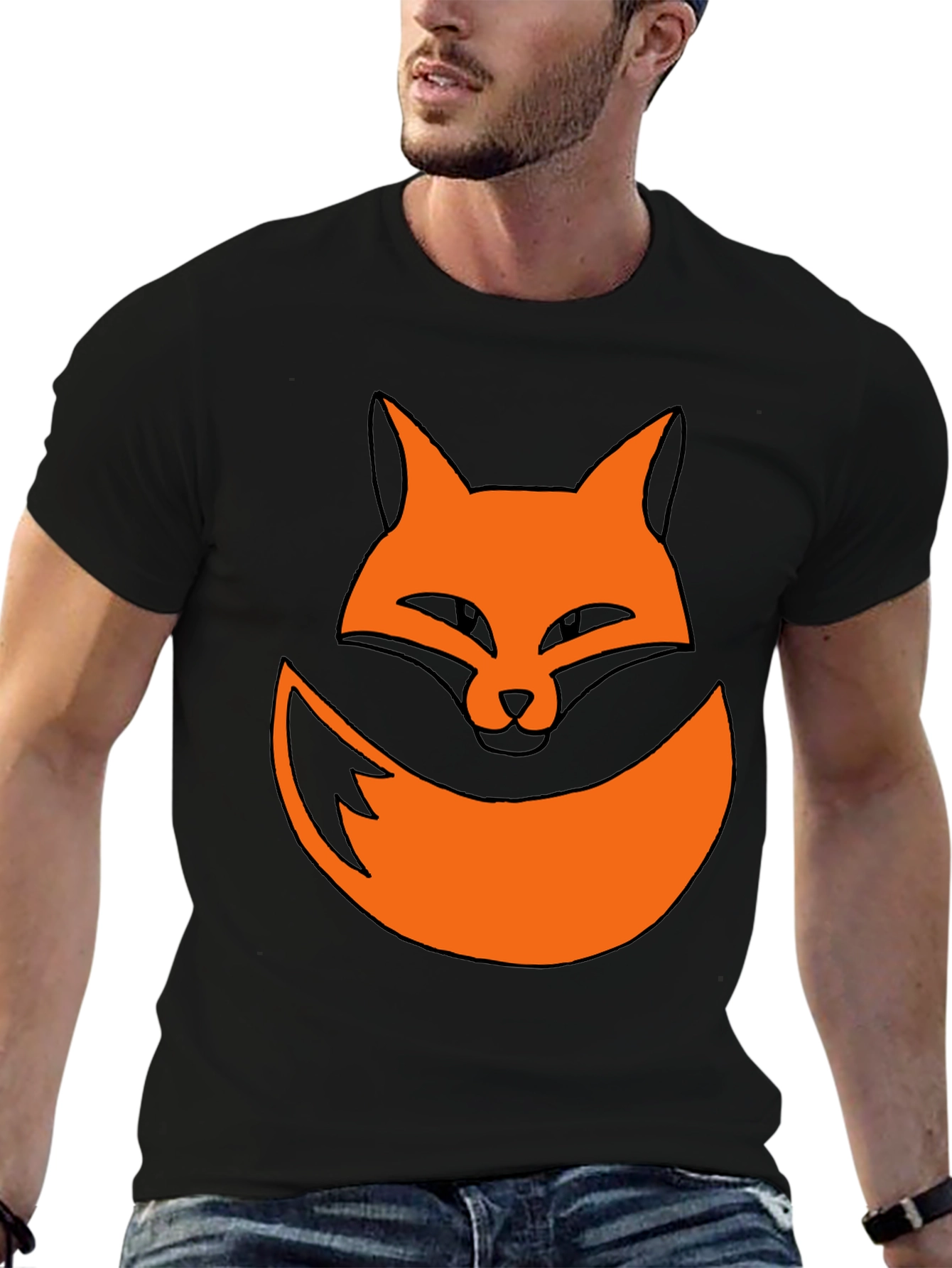 Black Fox Graphic Tee - Black Cotton Casual Shirt view 6