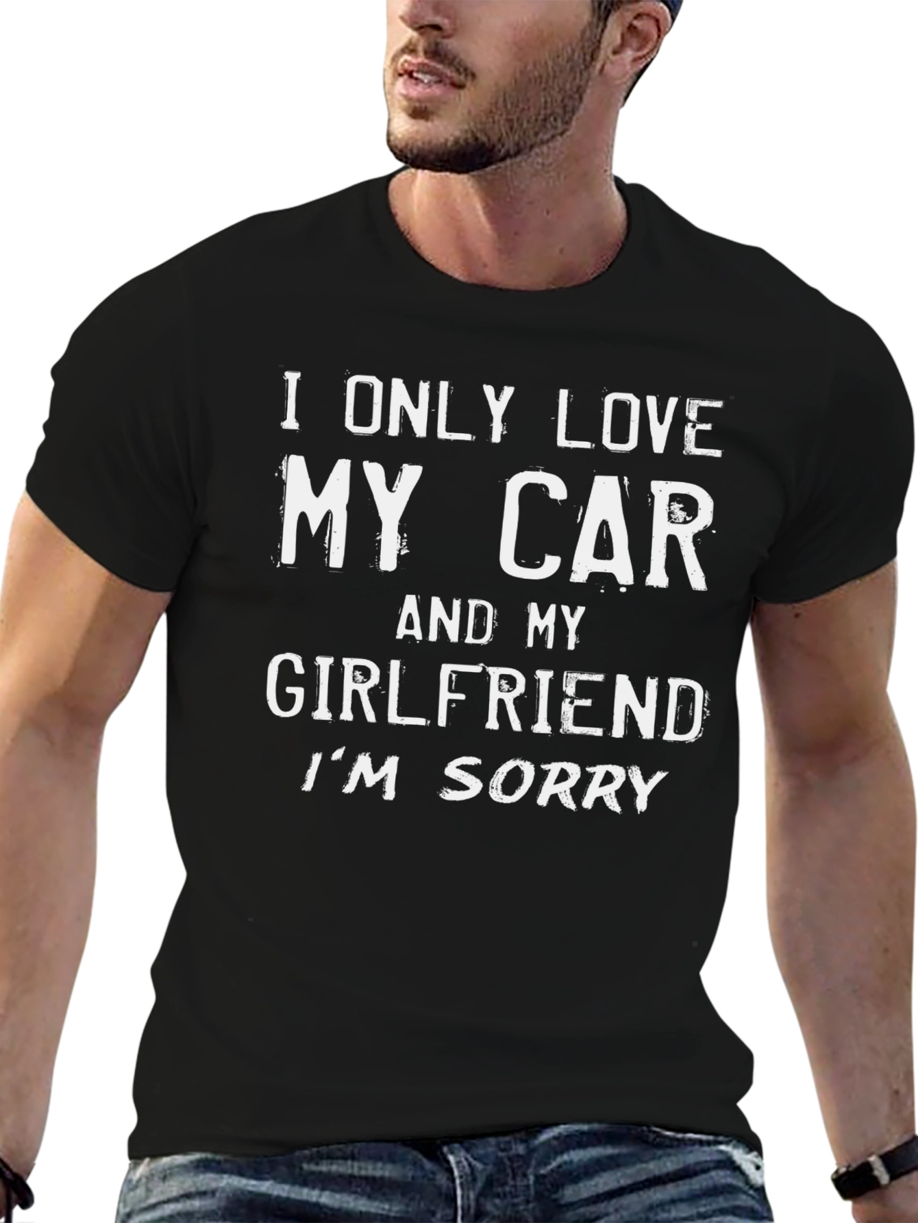 Black I Only Love My Car and My Girlfriend T-Shirt view 6