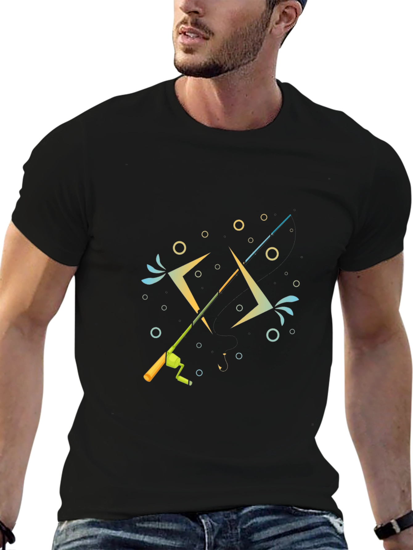 Black Fishing Rods T-Shirt - Unique Angler Tee view 6