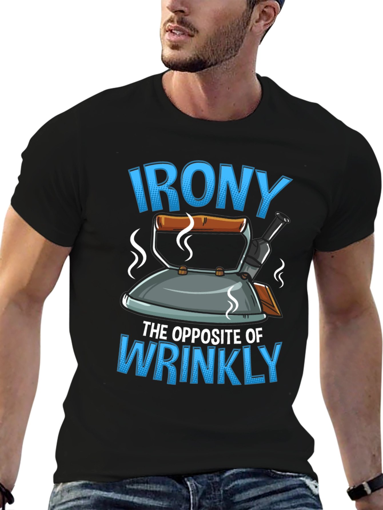 Black Irony: The Opposite of Wrinkly Graphic T-Shirt view 6