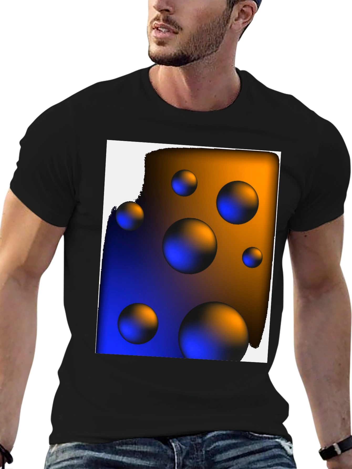 Black Abstract Spheres Graphic T-Shirt view 6