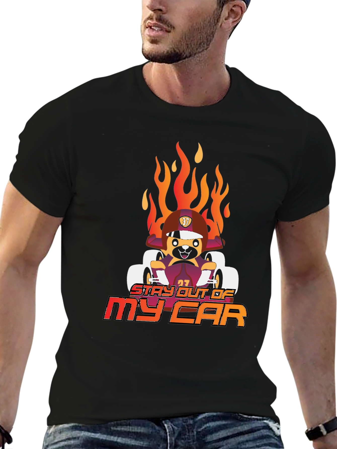 Black Stay Out of My Car T-Shirt view 6