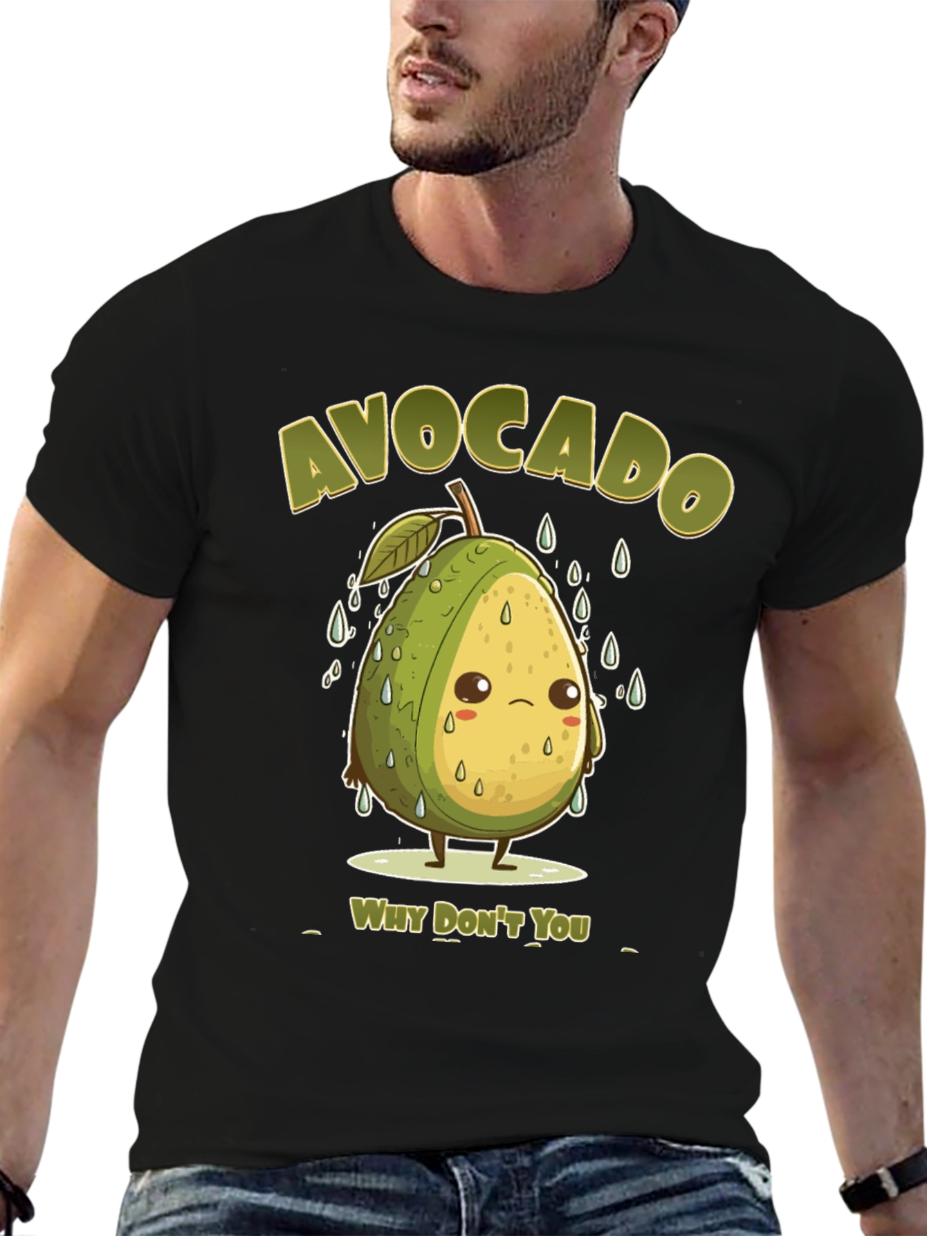Black Sad Avocado Pun T-Shirt - Why Don't You? view 6